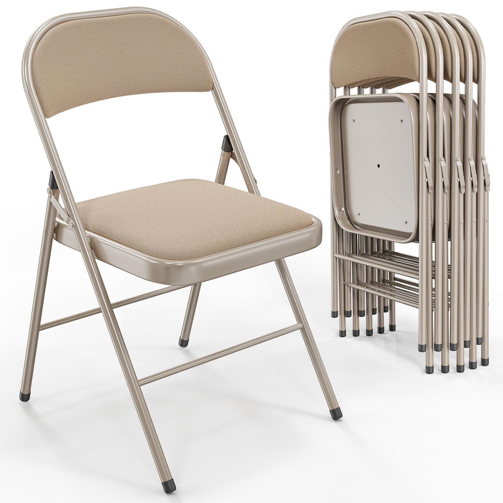 Folding Chairs with Fabric Seat Set & Back Khaki