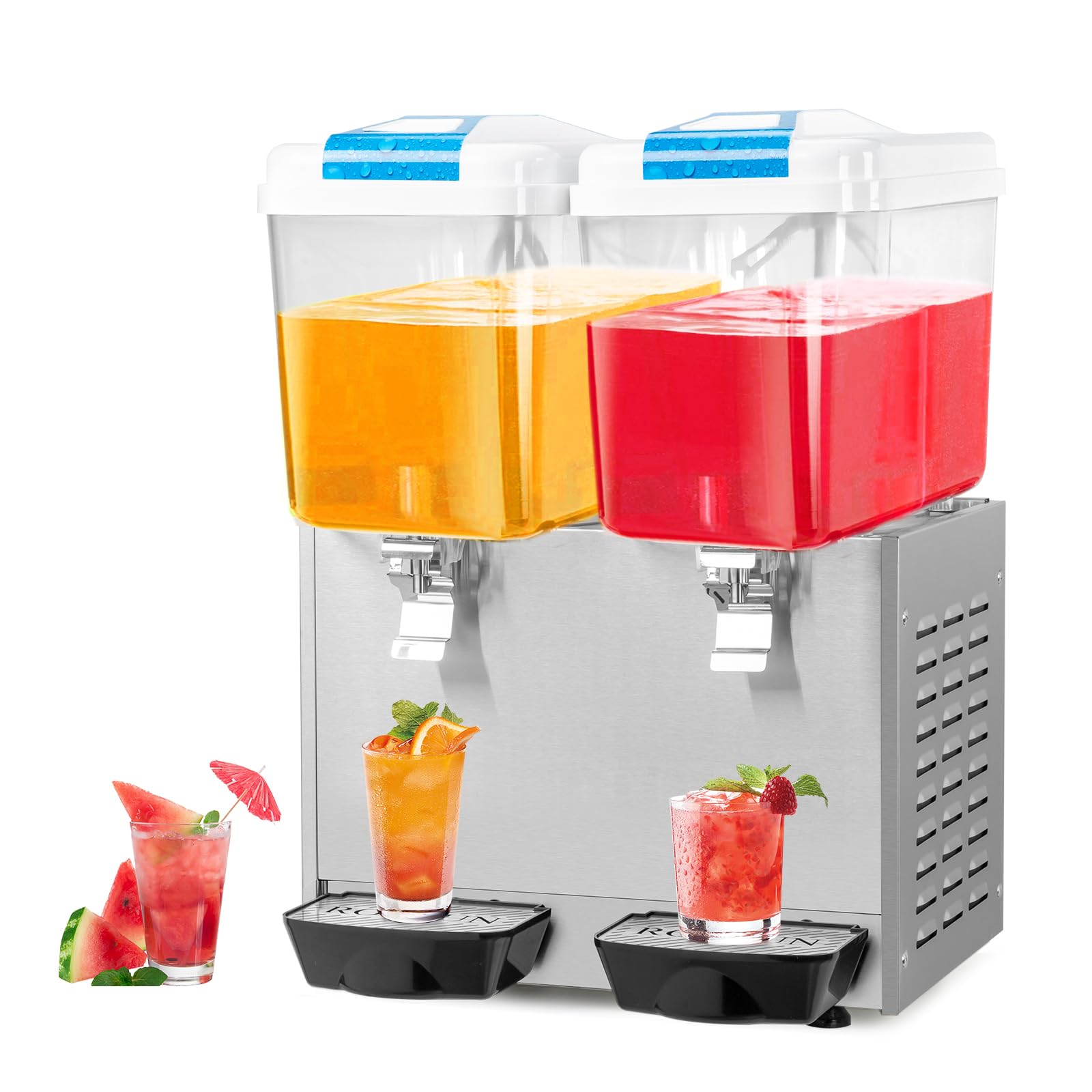 ROVSUN 9.6 Gallon 270W 110V 2 Tanks Beverage Dispenser for Juice & Cold Drink