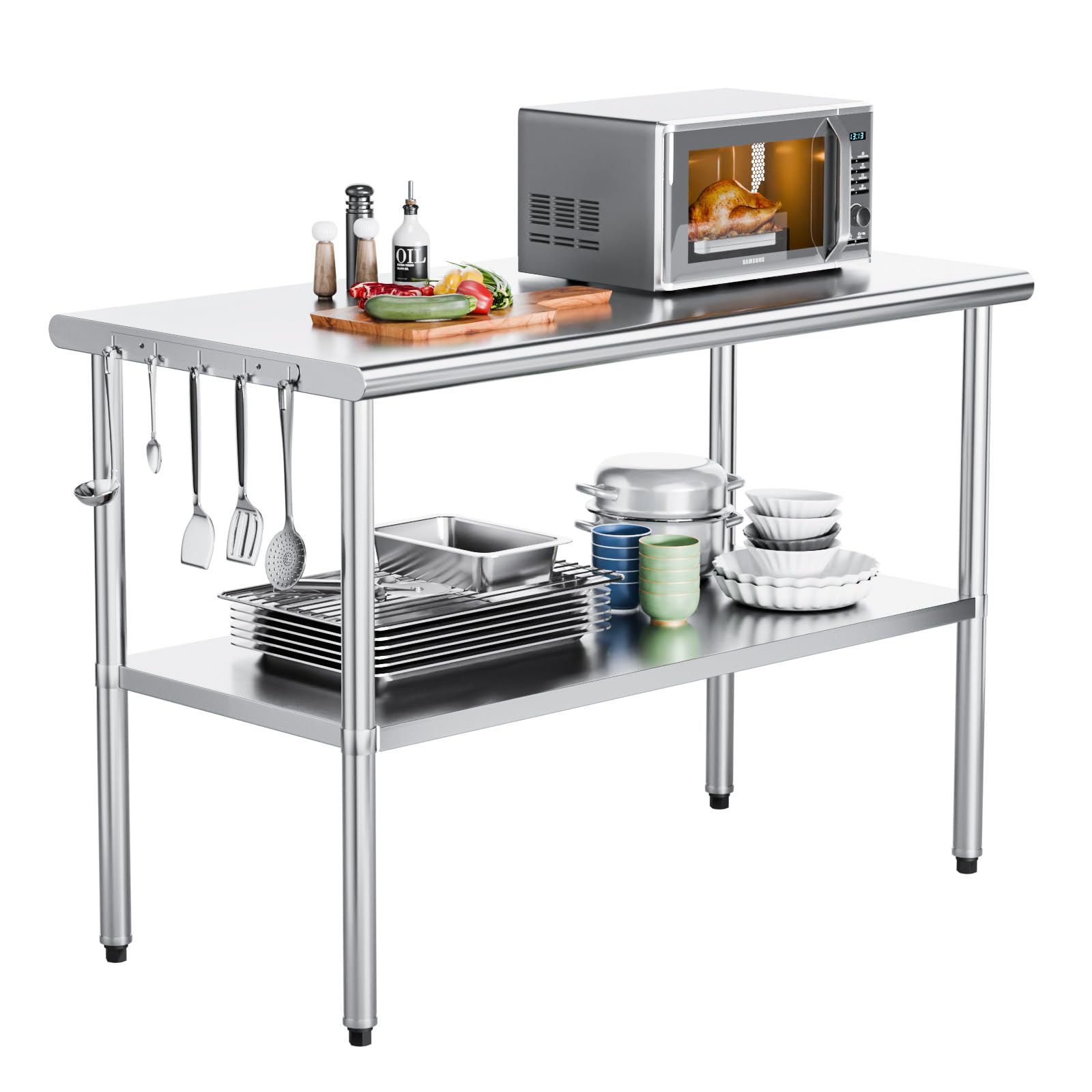 ROVSUN 24" x 47" Stainless Steel Table with Undershelf