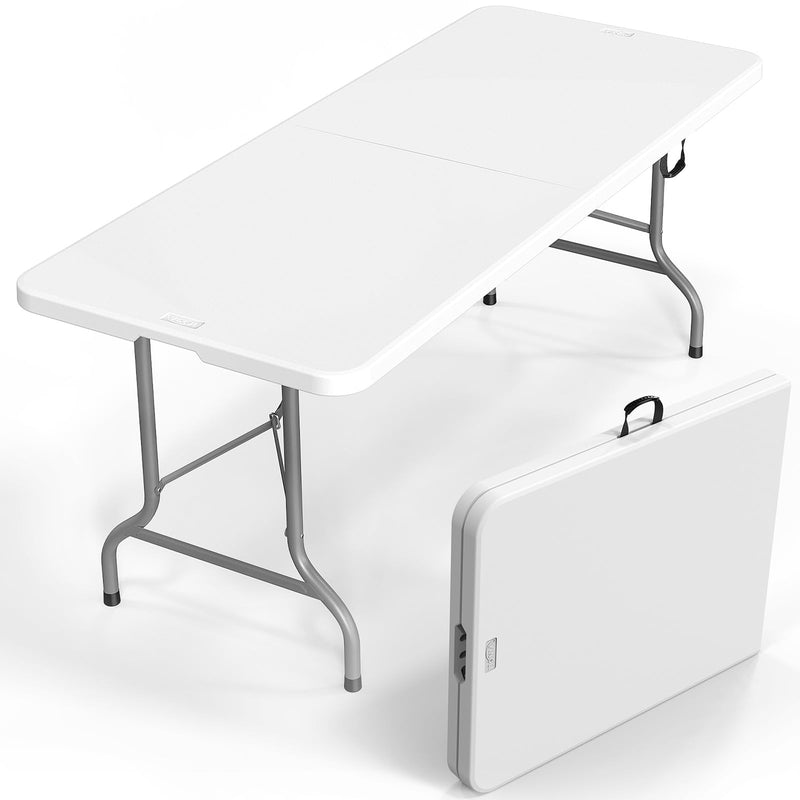 6 FT Folding Portable Plastic Long Table with Carrying Handle