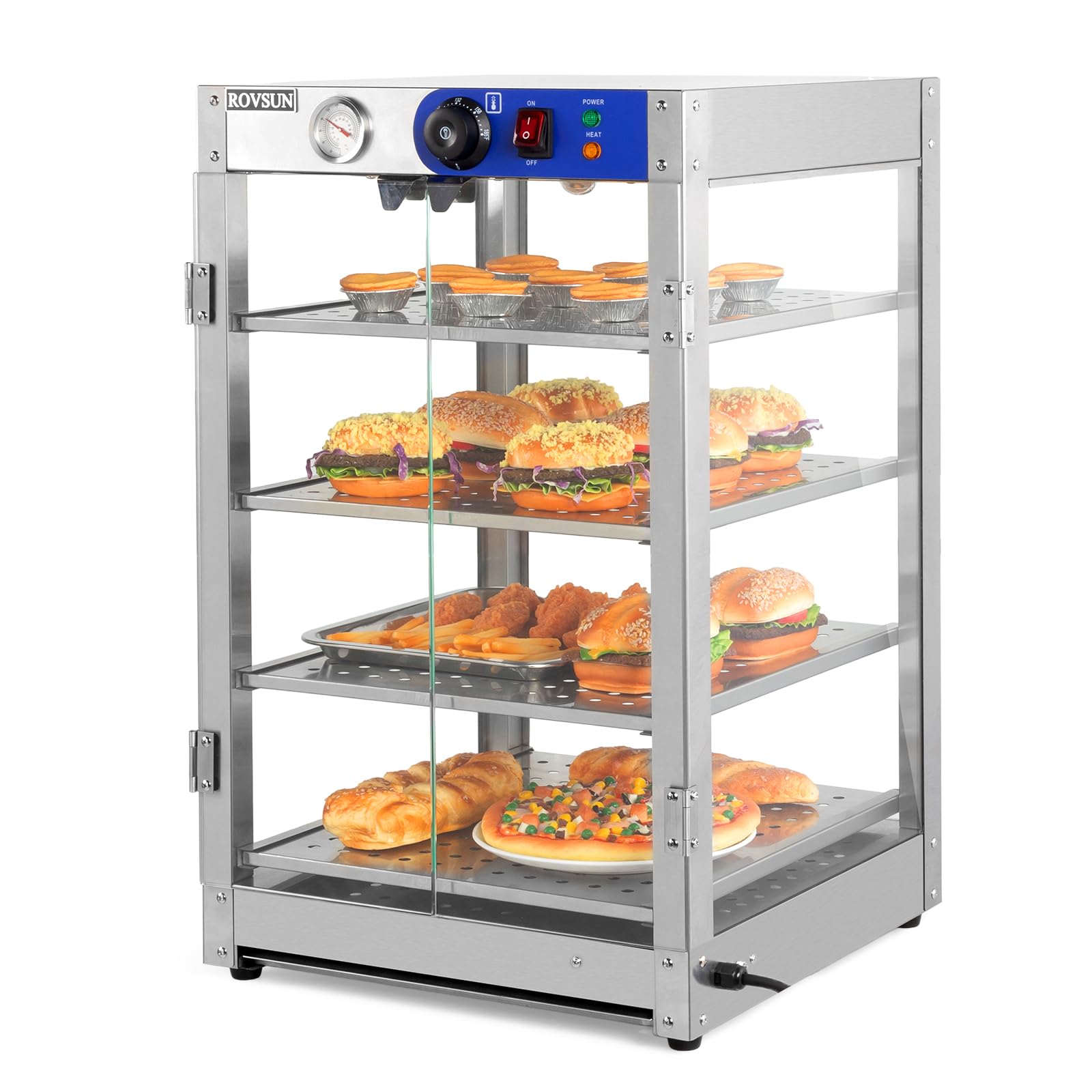 ROVSUN 4-Tier 18 Inch 800W 110V Hot Food Warmer Display Case Countertop