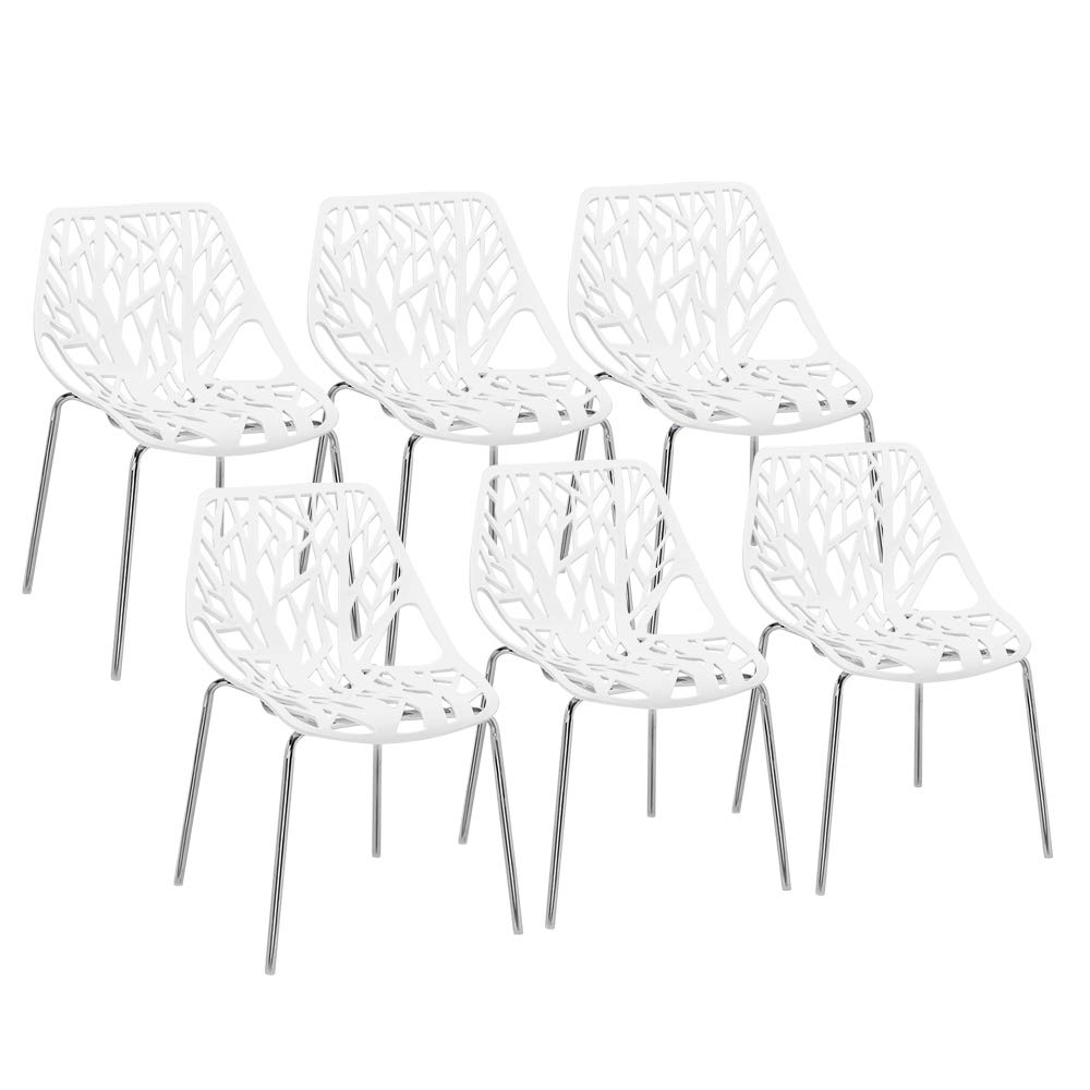 Plastic Saping Birch Stackable Chairs Set White