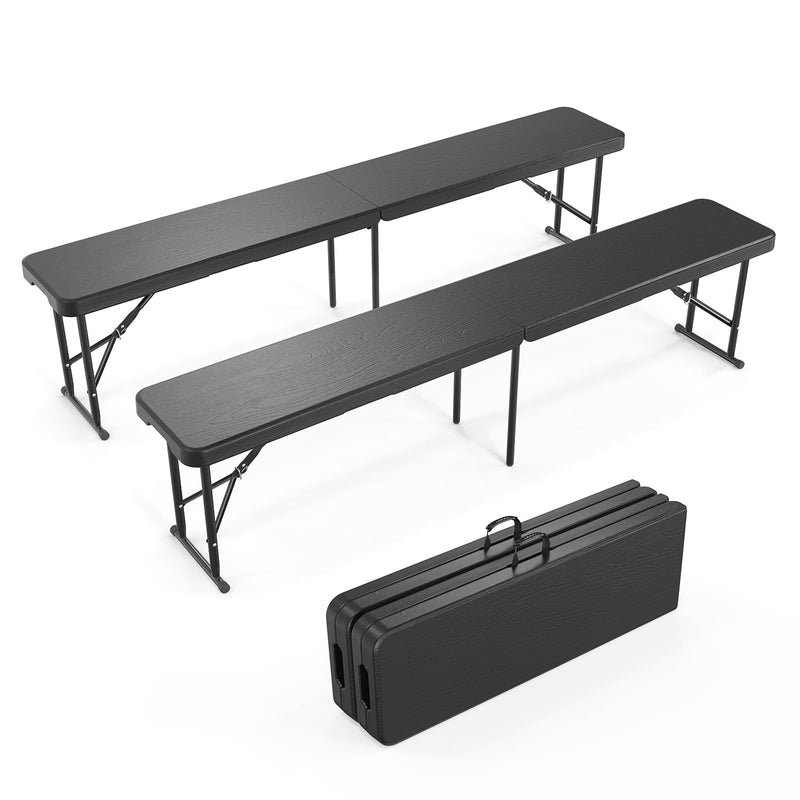 6 Feet Plastic Folding Bench Outdoor Picnic Party Seat Black