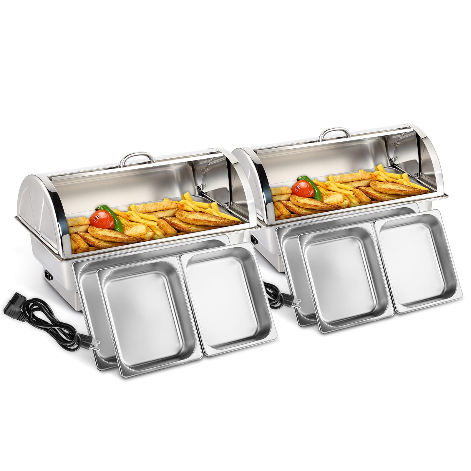 ROVSUN 9 QT Roll Top Stainless Steel Electric Chafing Dish Buffet Set