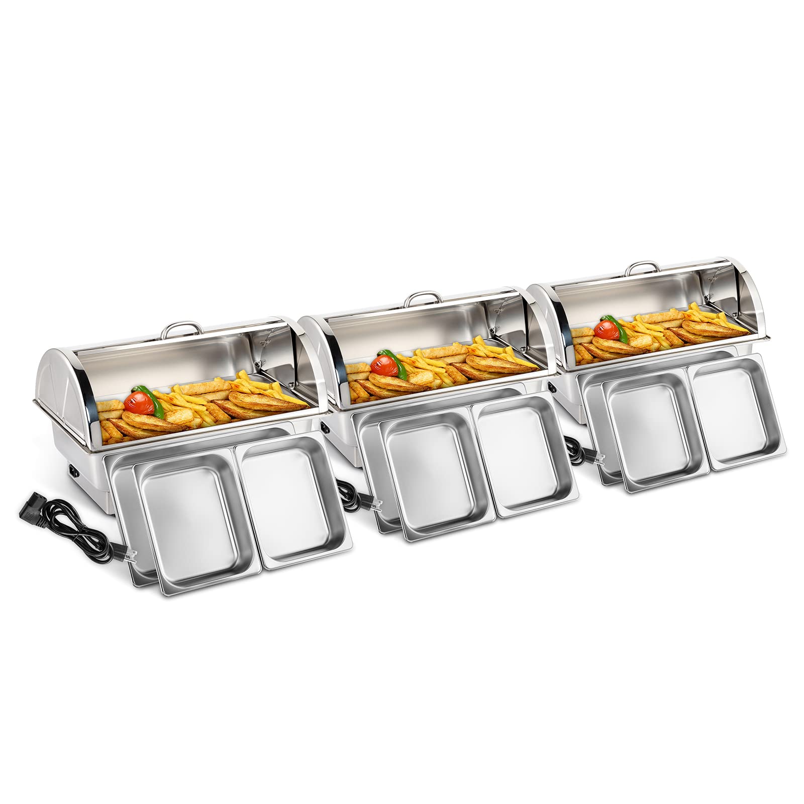 ROVSUN 9 QT Roll Top Stainless Steel Electric Chafing Dish Buffet Set