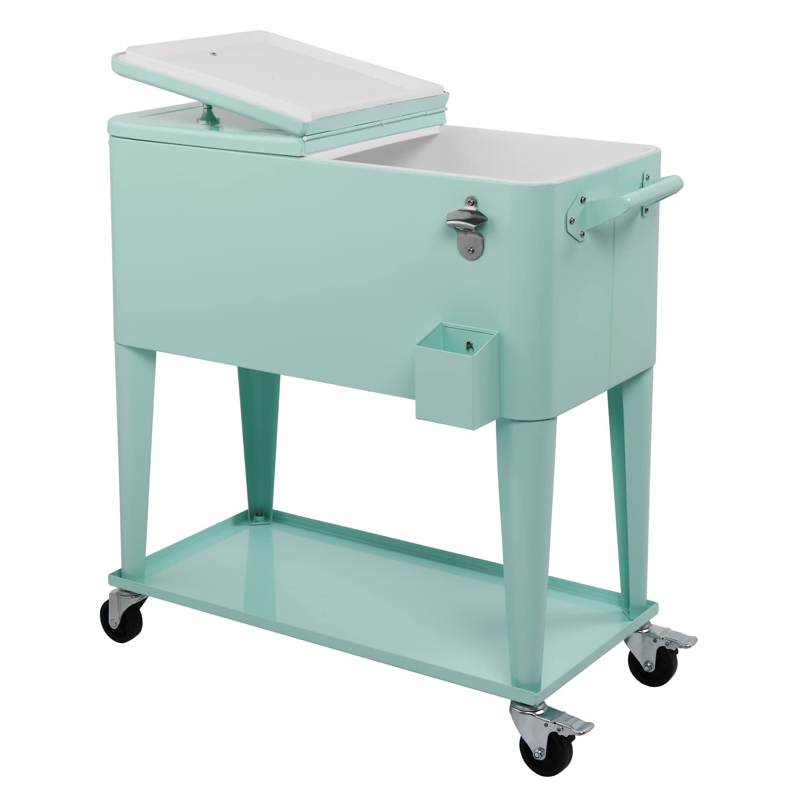 80 Quart Portable Outdoor Patio Rooling Cooler Cart Green