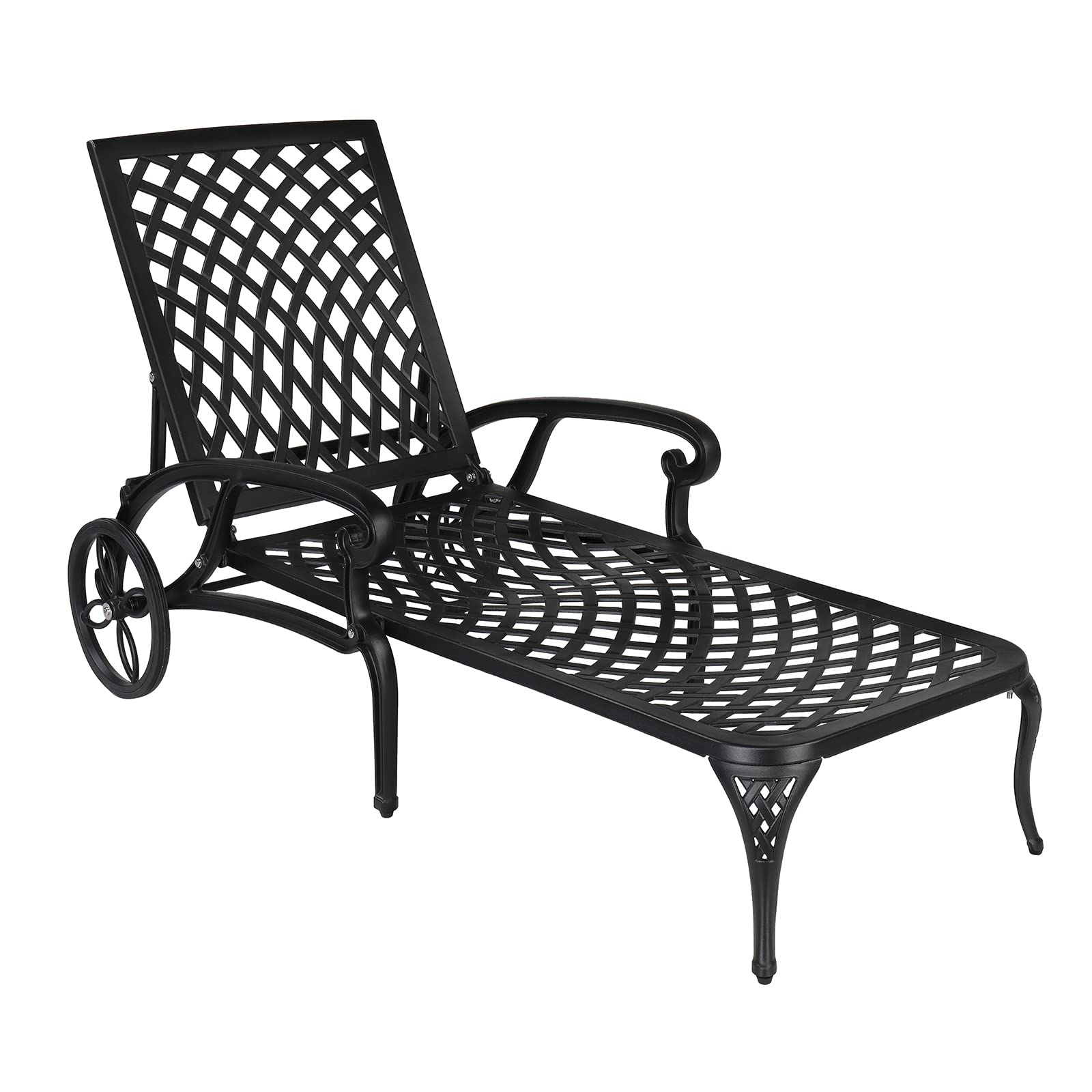 Cast Aluminum Outdoor Chaise Lounge Chair Black