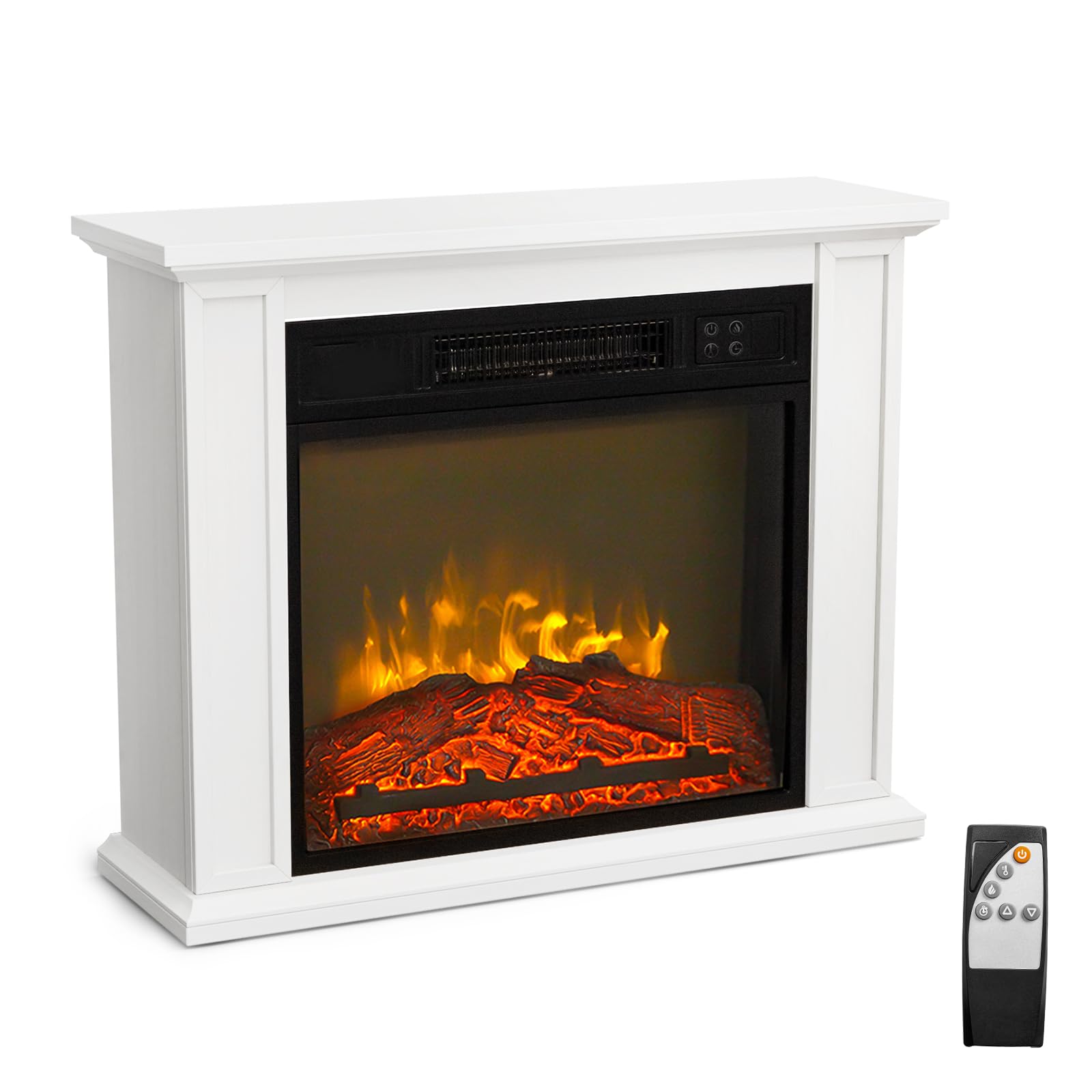 ROVSUN 27'' W 1400W 120V Electric Fireplace with Mantel & Remote