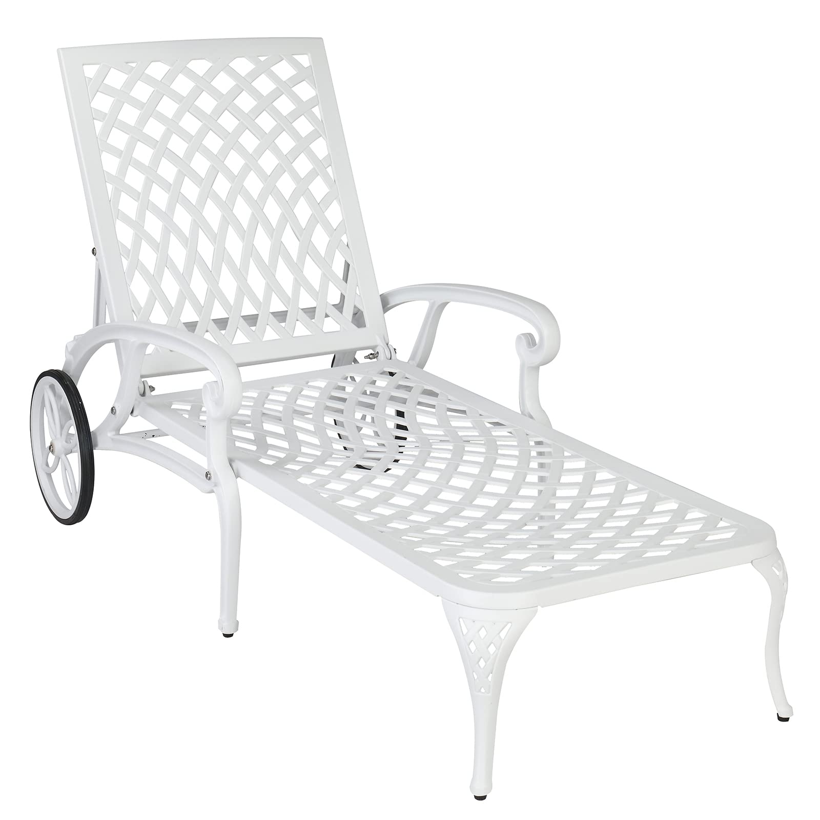 Cast Aluminum Outdoor Chaise Lounge Chair White