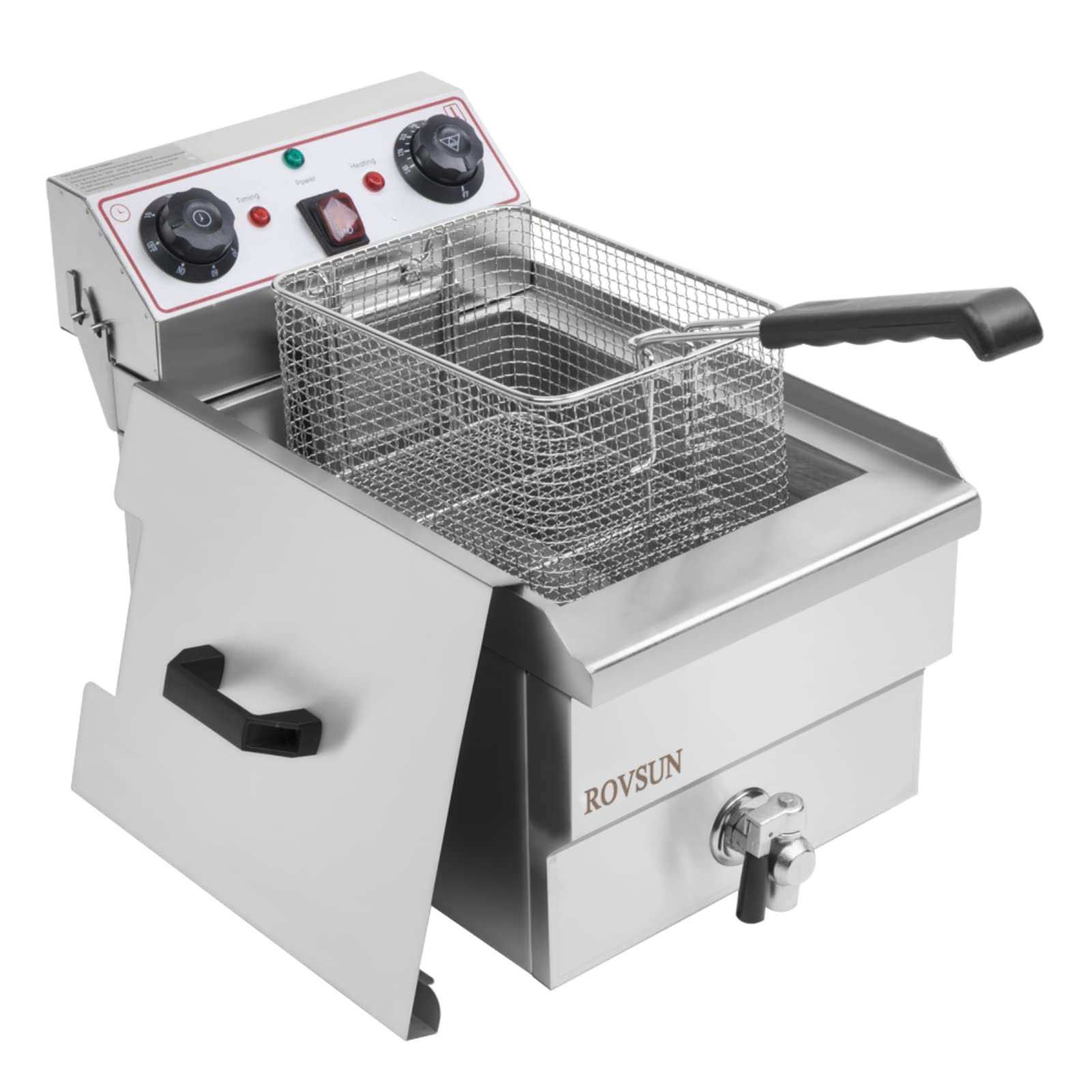 ROVSUN 12.5QT 110V 1700W Single Tank Electric Deep Fryer with Timer & Oil Drain