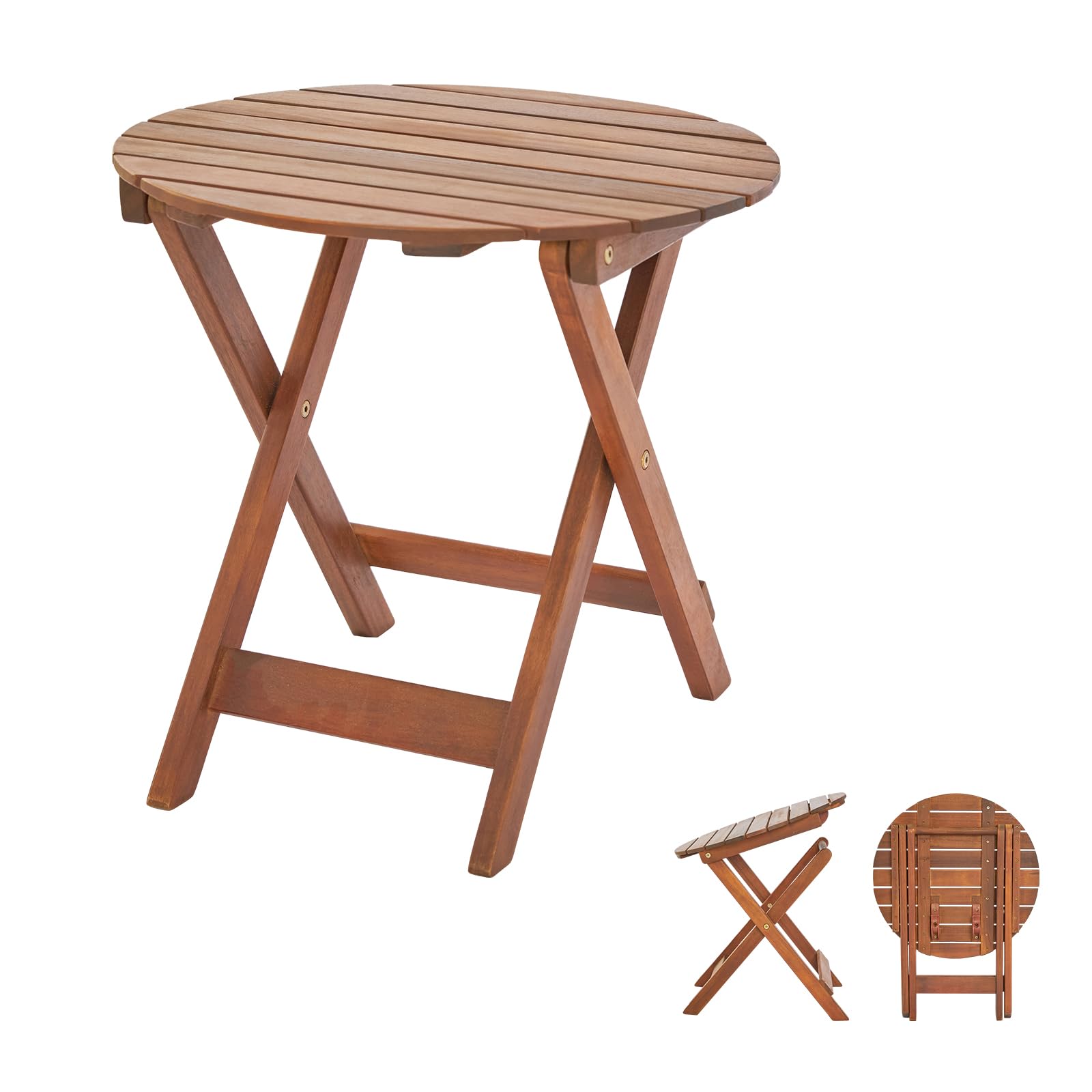 18" Round FSC Acacia Wooden Folding Table