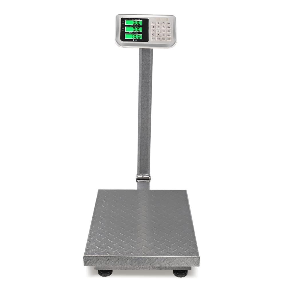 661 LBS Weight Heavy Duty Electronic Platform Scale with LCD Display Grey