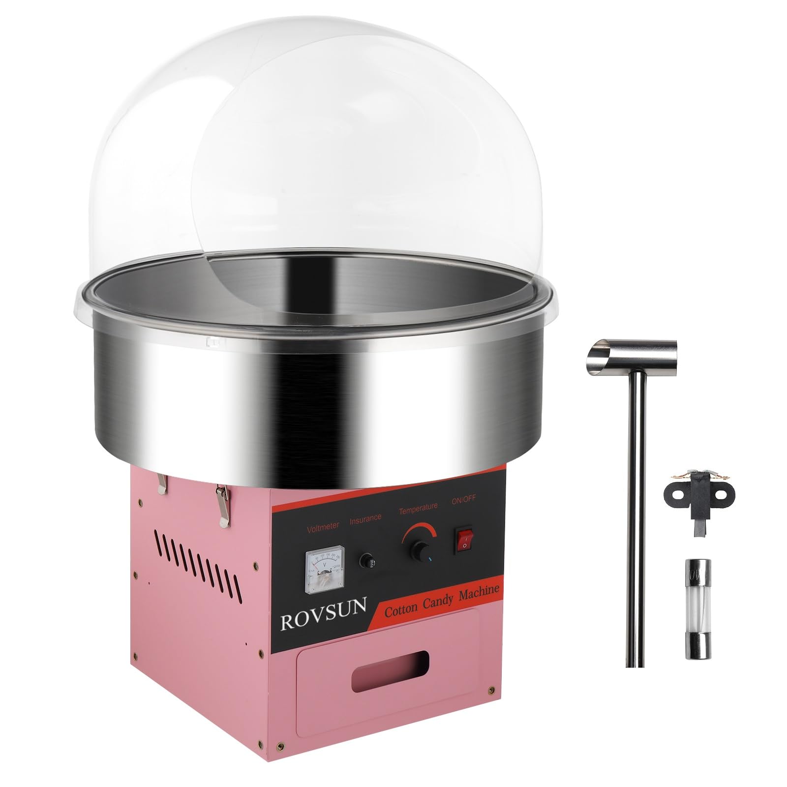 ROVSUN 21" 980W 110V Cotton Candy Machine with Bowl & Cover Pink