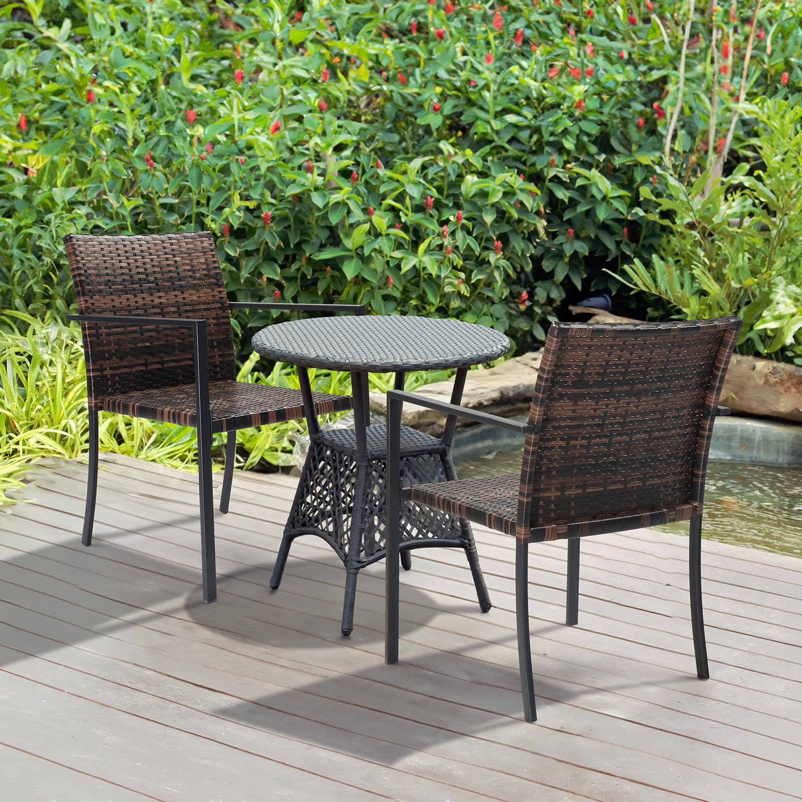 Wicker Outdoor Dining Chair Set Stackable