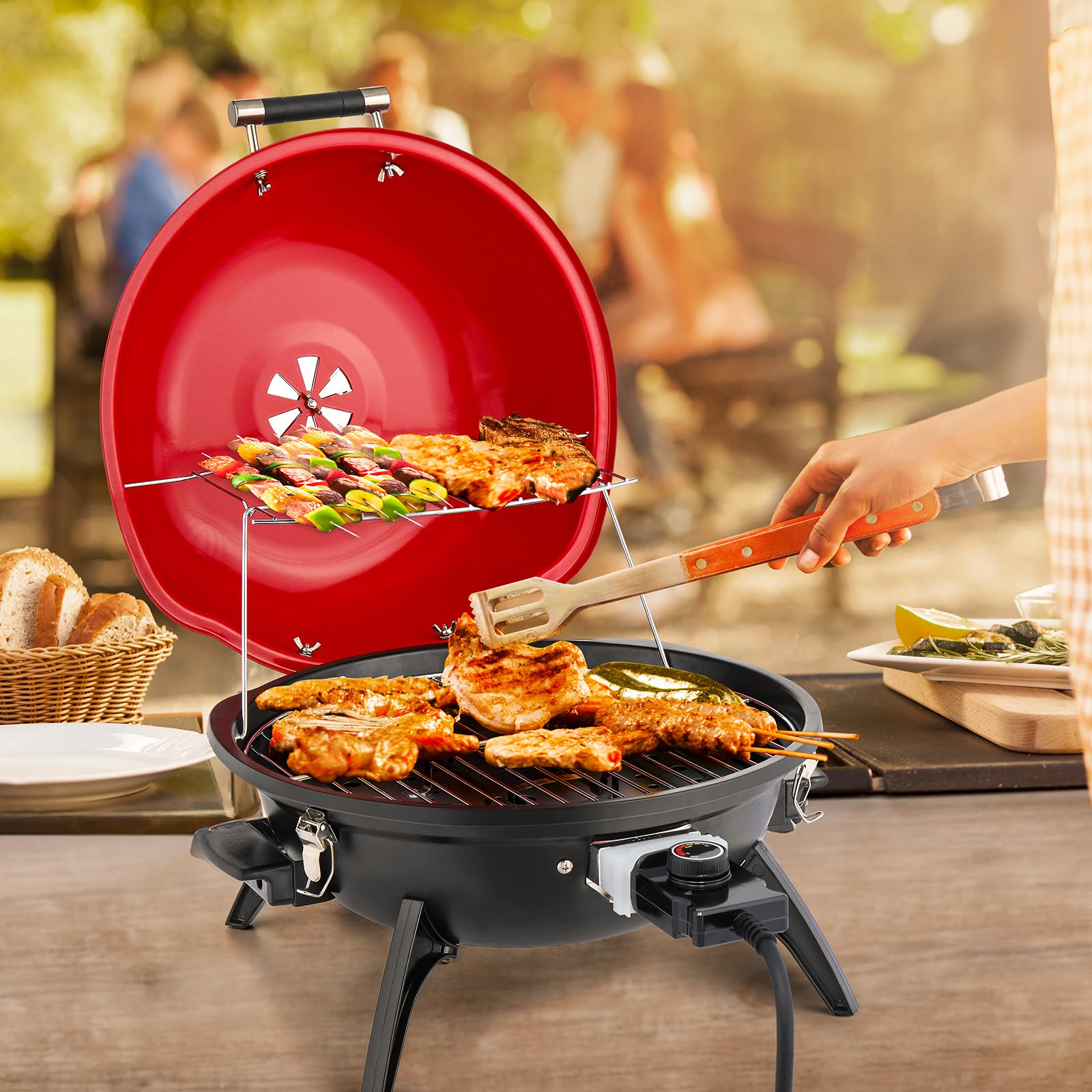 ROVSUN 1,600W Tabletop Electric Grill with Temperature Control Red