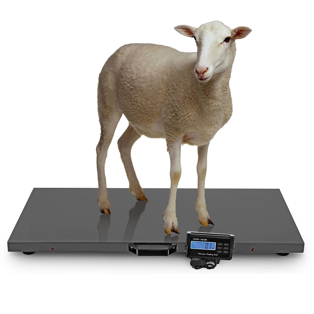 1100Lbs x 0.2Lbs Livestock Scale Electronic Platform Scale for Dog Goat Sheep Black