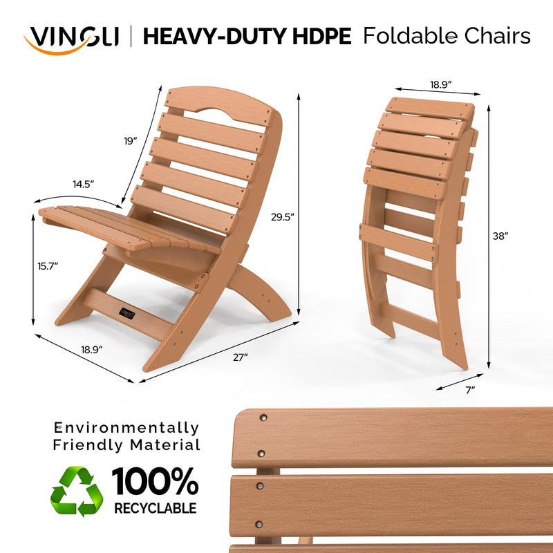 Portable Plastic Folding HDPE Adirondack Chair Teak