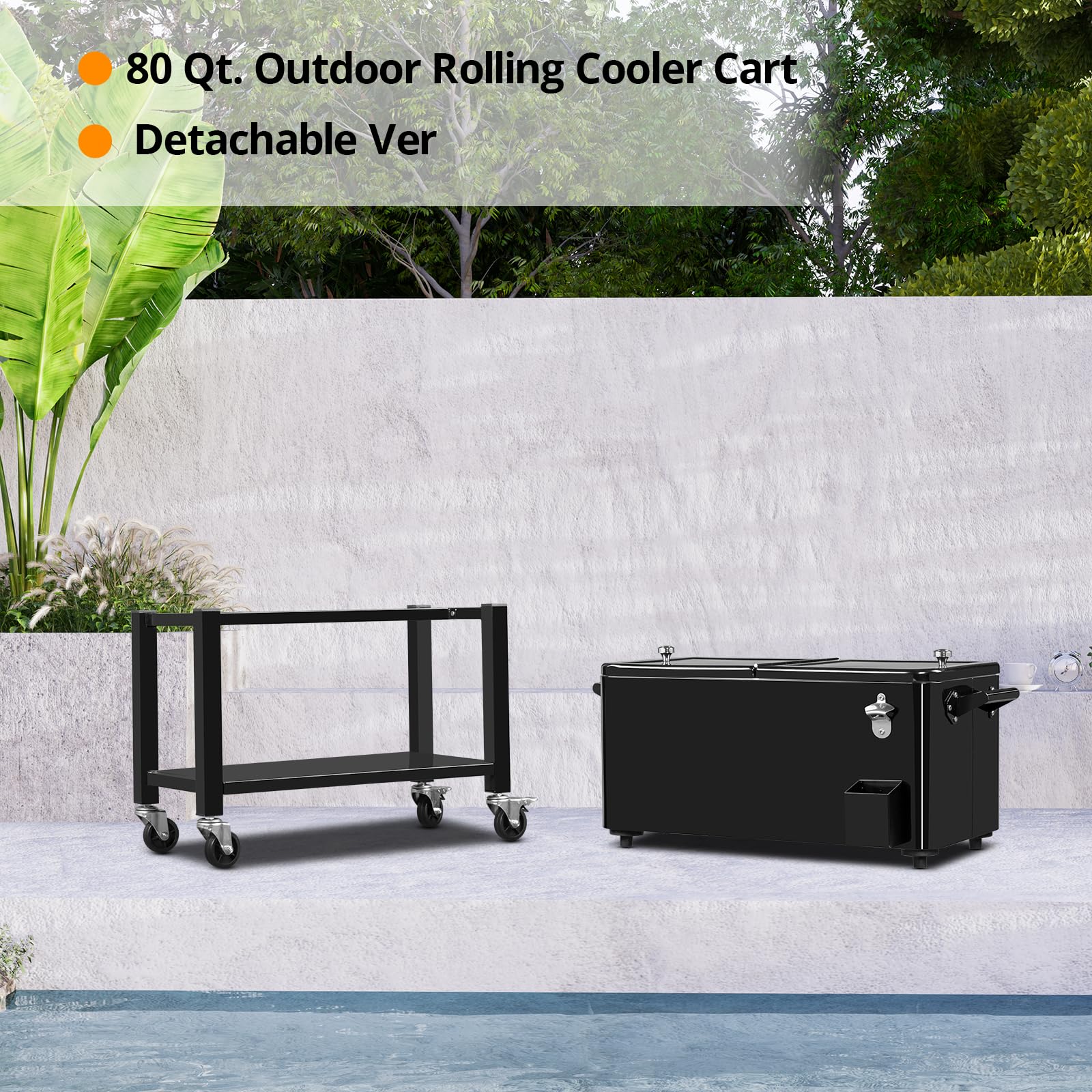 80 2024 Quart Outdoor Rolling Cooler Cart