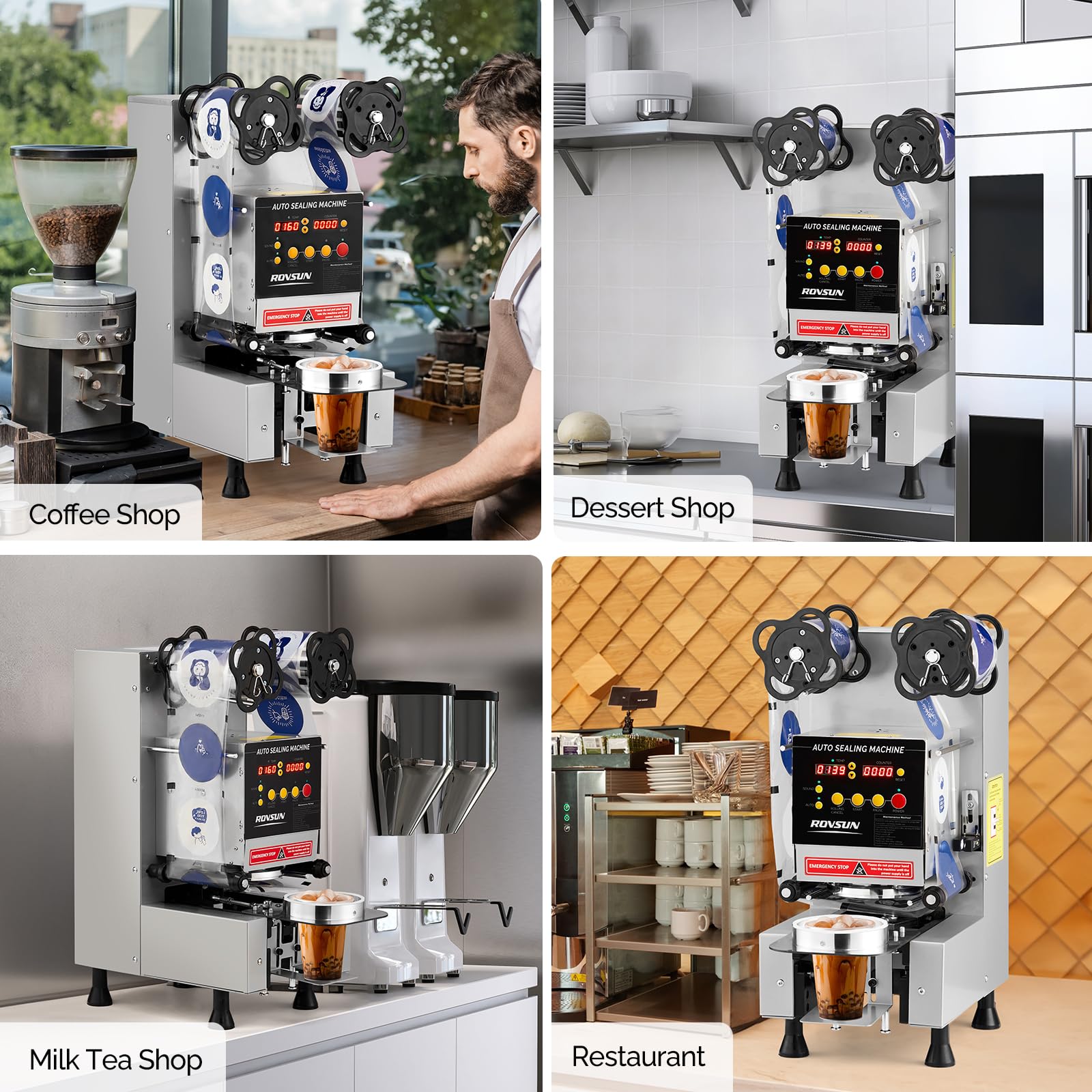 ROVSUN 350W 110V Automatic Cup Sealing Machine Silver