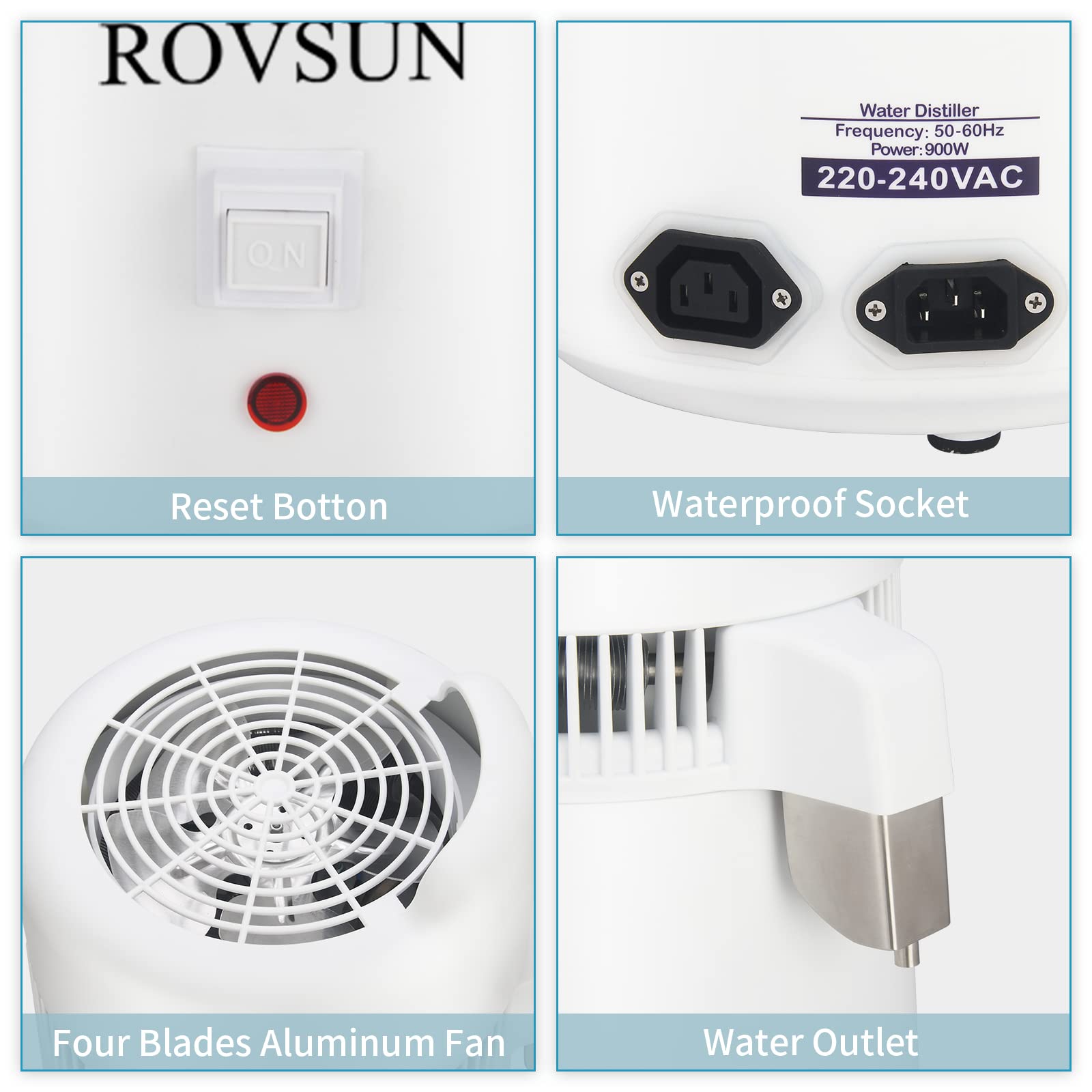 ROVSUN 1.6 Gallon 900W 110V Water Distiller Countertop White