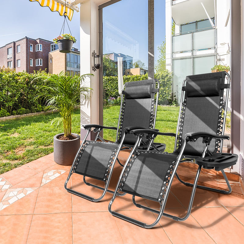 Outdoor Folding Zero Gravity Lounge Chair Black