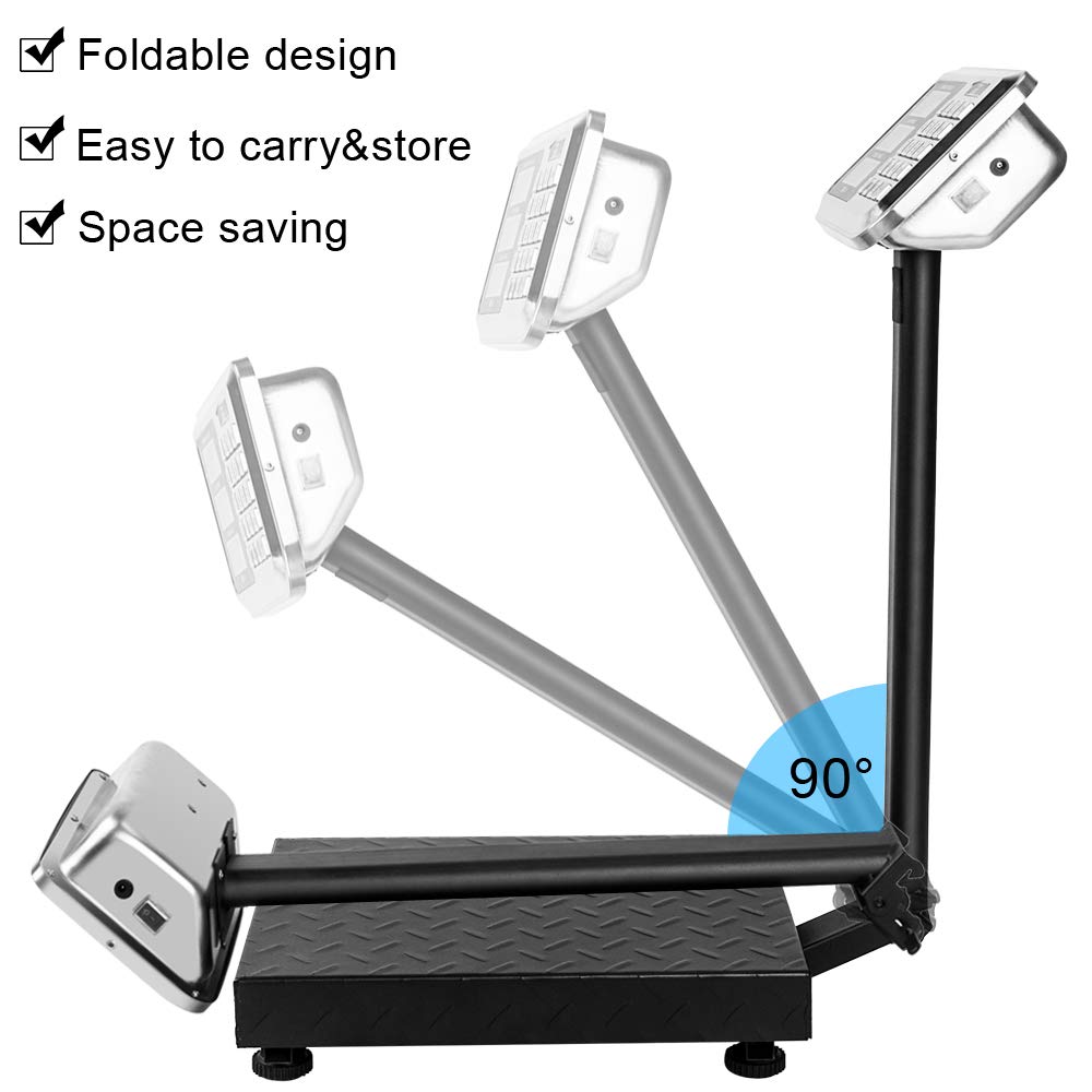 220 LBS Weight Heavy Duty Electronic Platform Scale with LCD Display Black