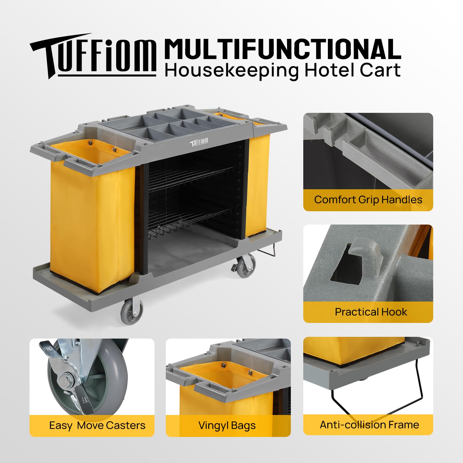 Multifunctional Large Industrial Hotel Service Janitorial Cart with Locking