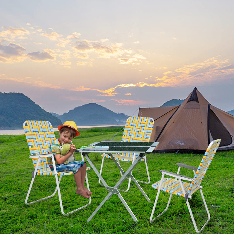 Portable Outdoor Folding Camping Beach Chair Set Yellow