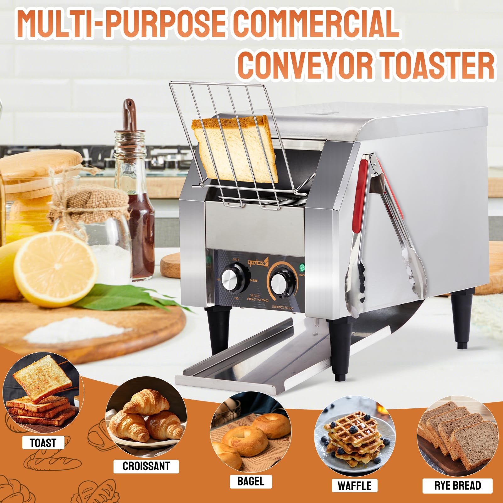 11.2" 1300W 110V Commercial Conveyor Toaster with 150 Slices/Hour