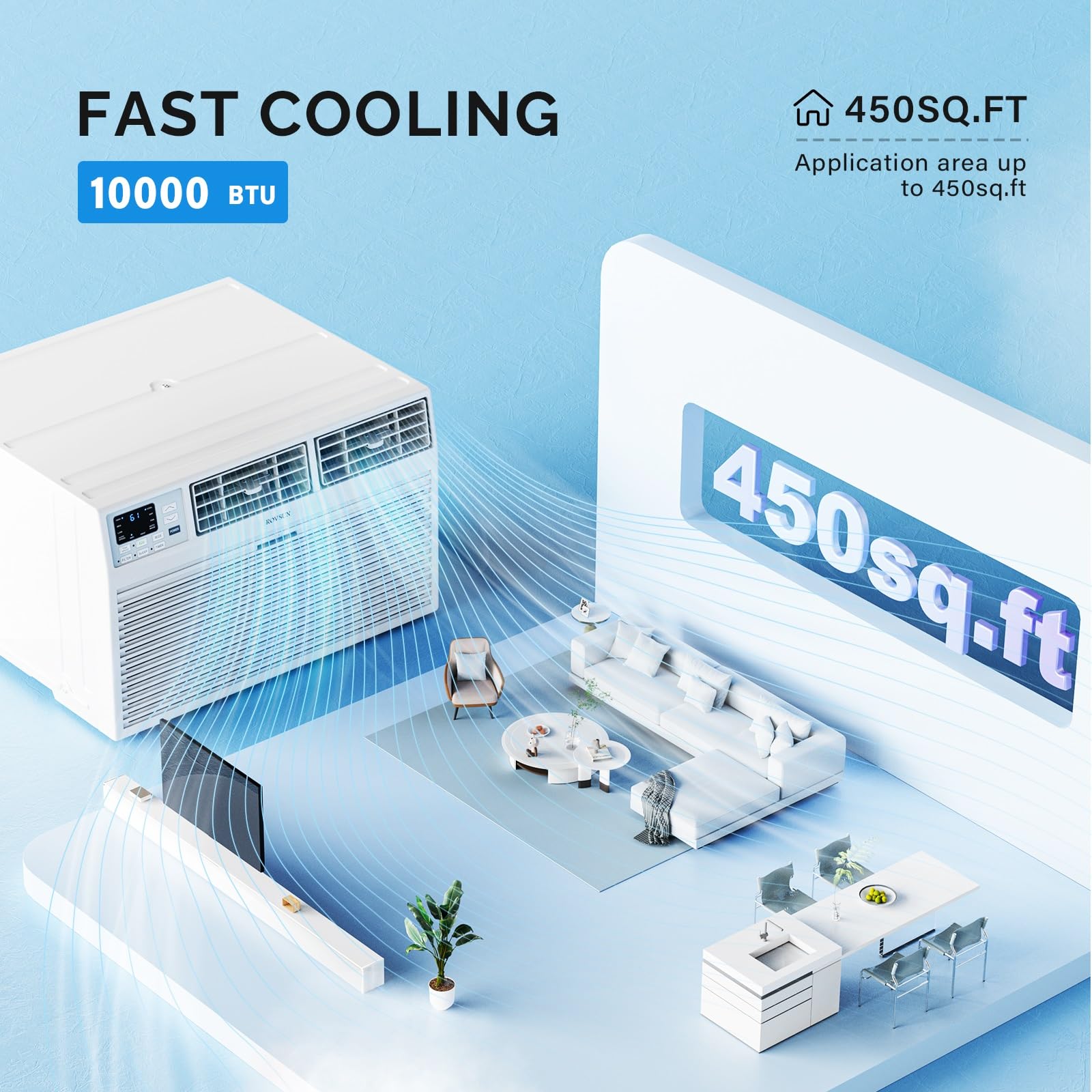 ROVSUN 10,000 BTU 115V Through the Wall Air Conditioner with Wifi/APP & Install Kit