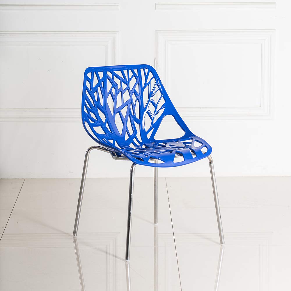 Plastic Saping Birch Stackable Chairs Set Blue