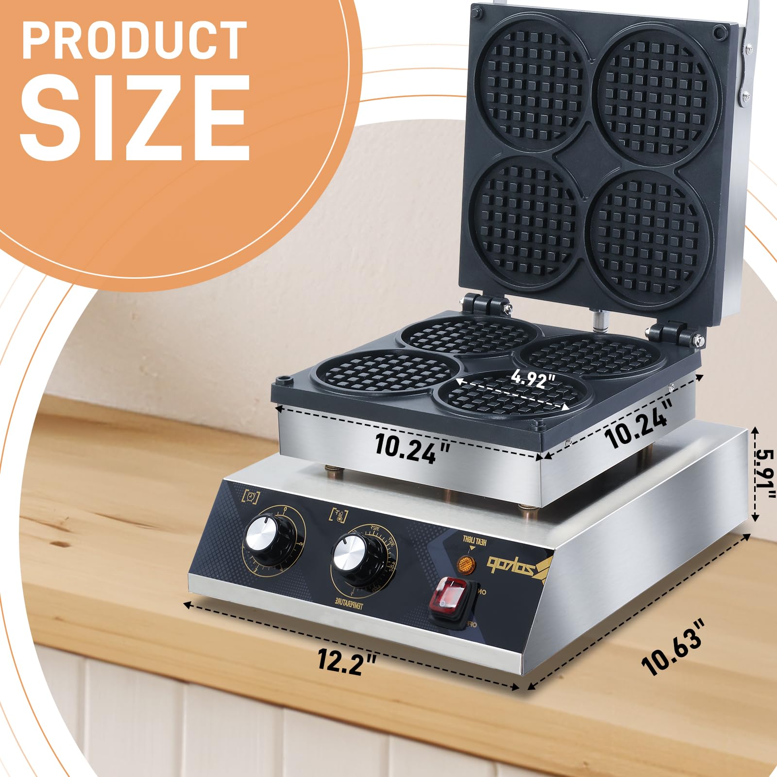 4 Grids 1750W 110V Electric Non-Stick Belgian Waffle Maker