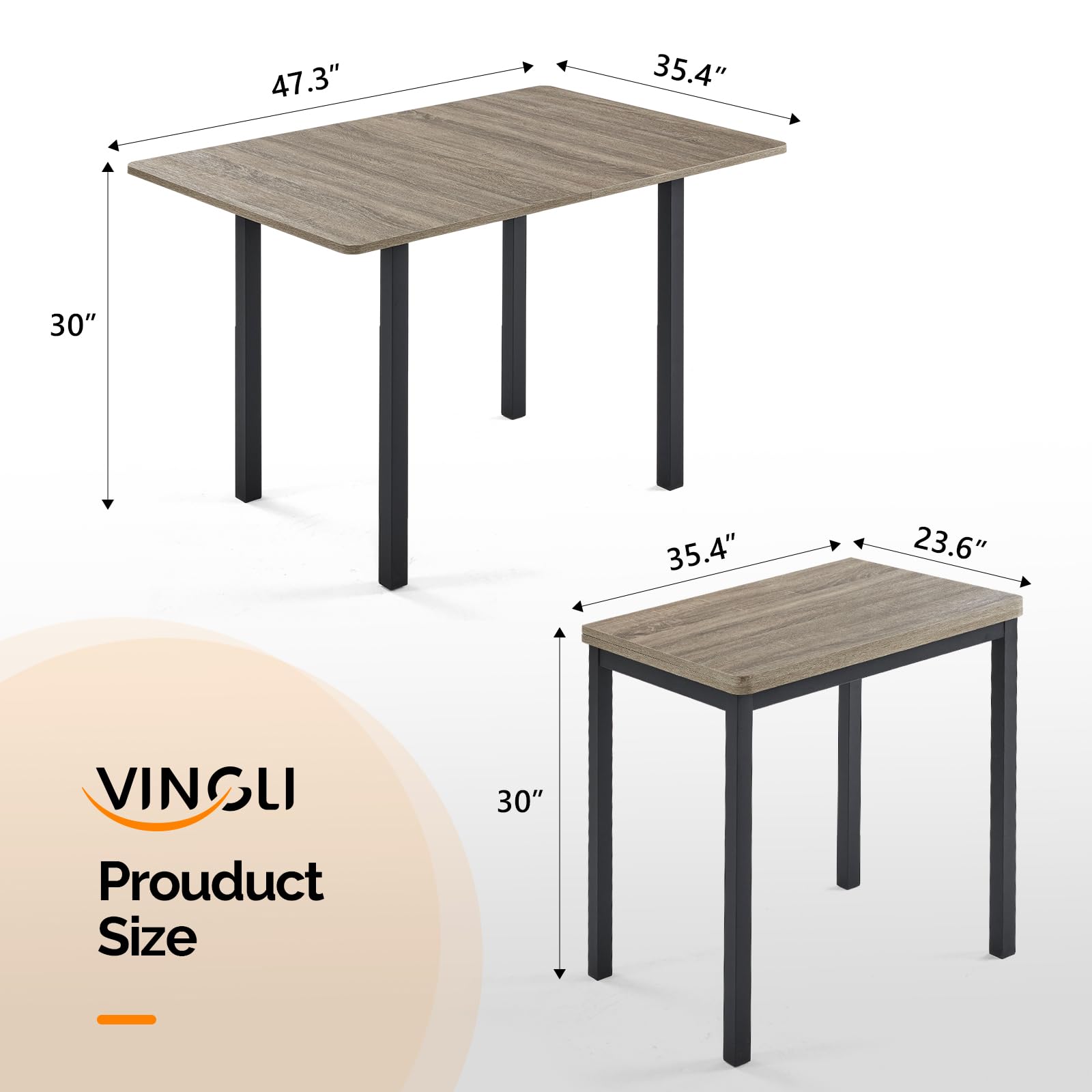 Compact Expandable Folding Dining Table Grey