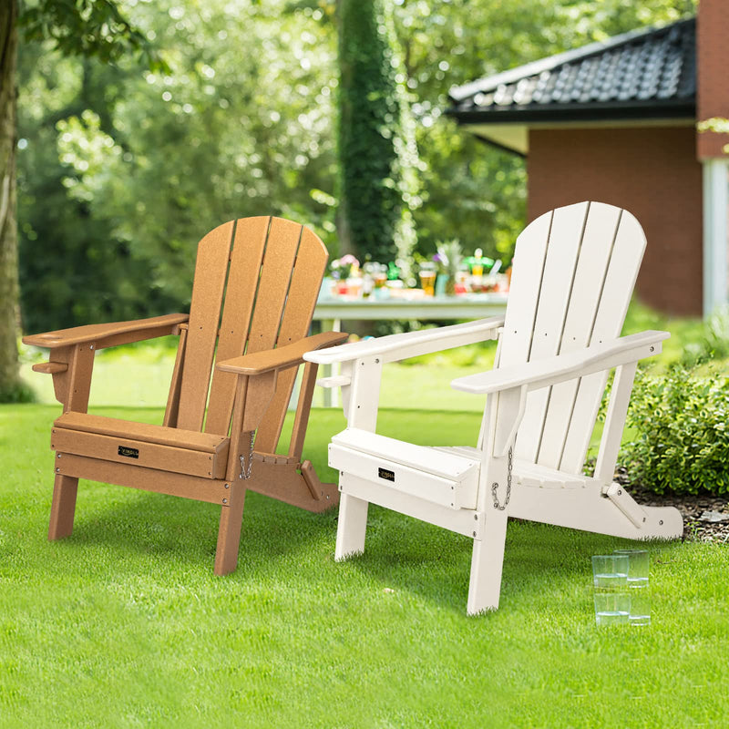 Plastic Folding HDPE Adirondack Chair with Cup Holder Teak