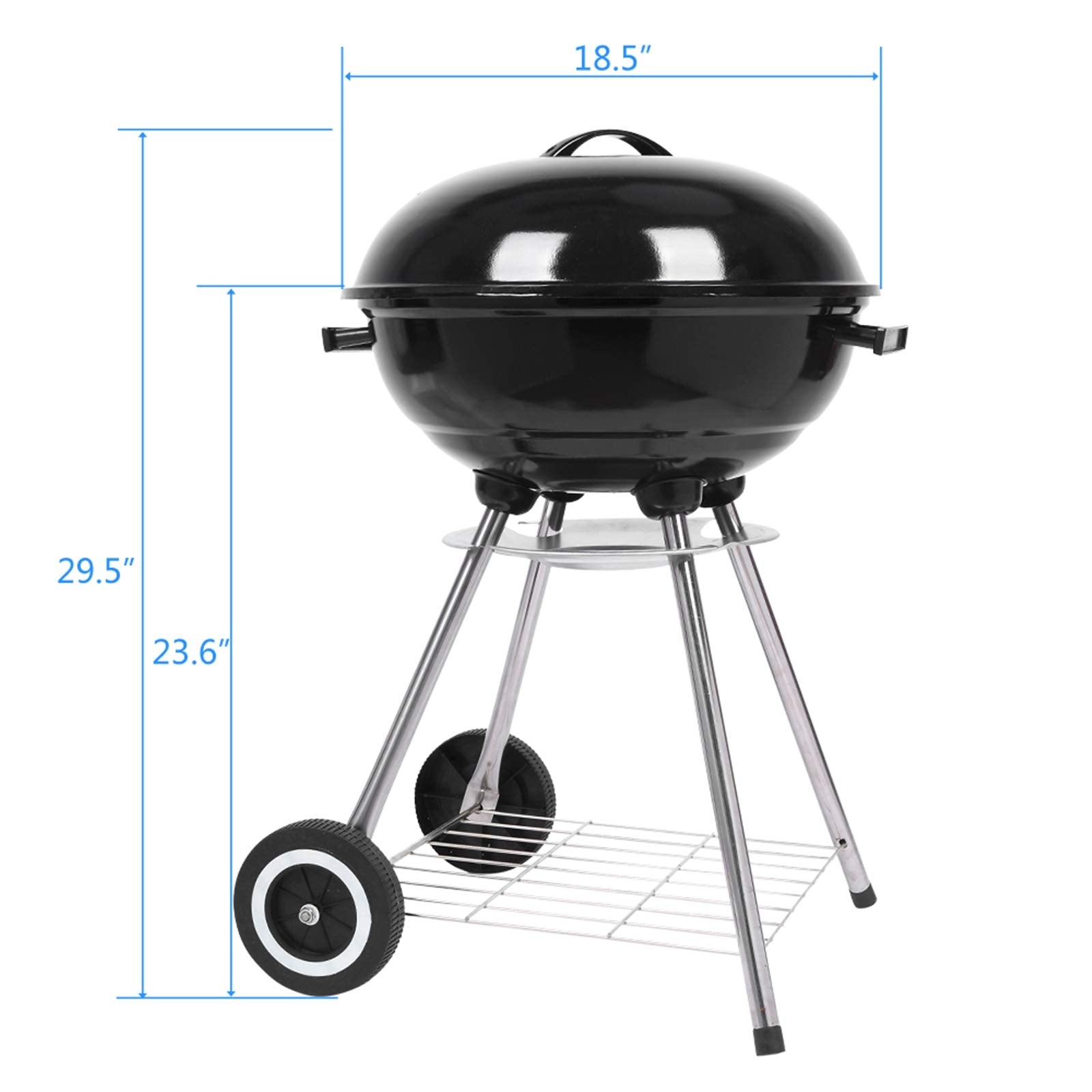 ROVSUN 18" Charcoal Grill with Wheels and Storage Holder