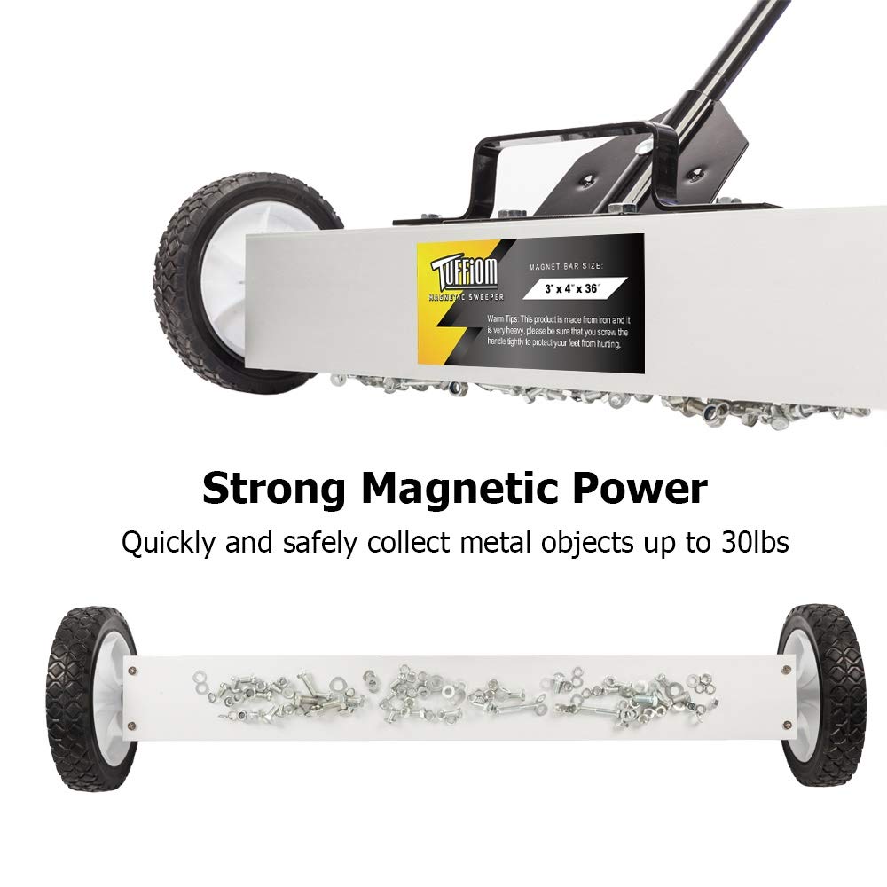 36/24/18 Inch Rolling Magnetic Sweeper Floor Pickup 30LBS Capacity with Release