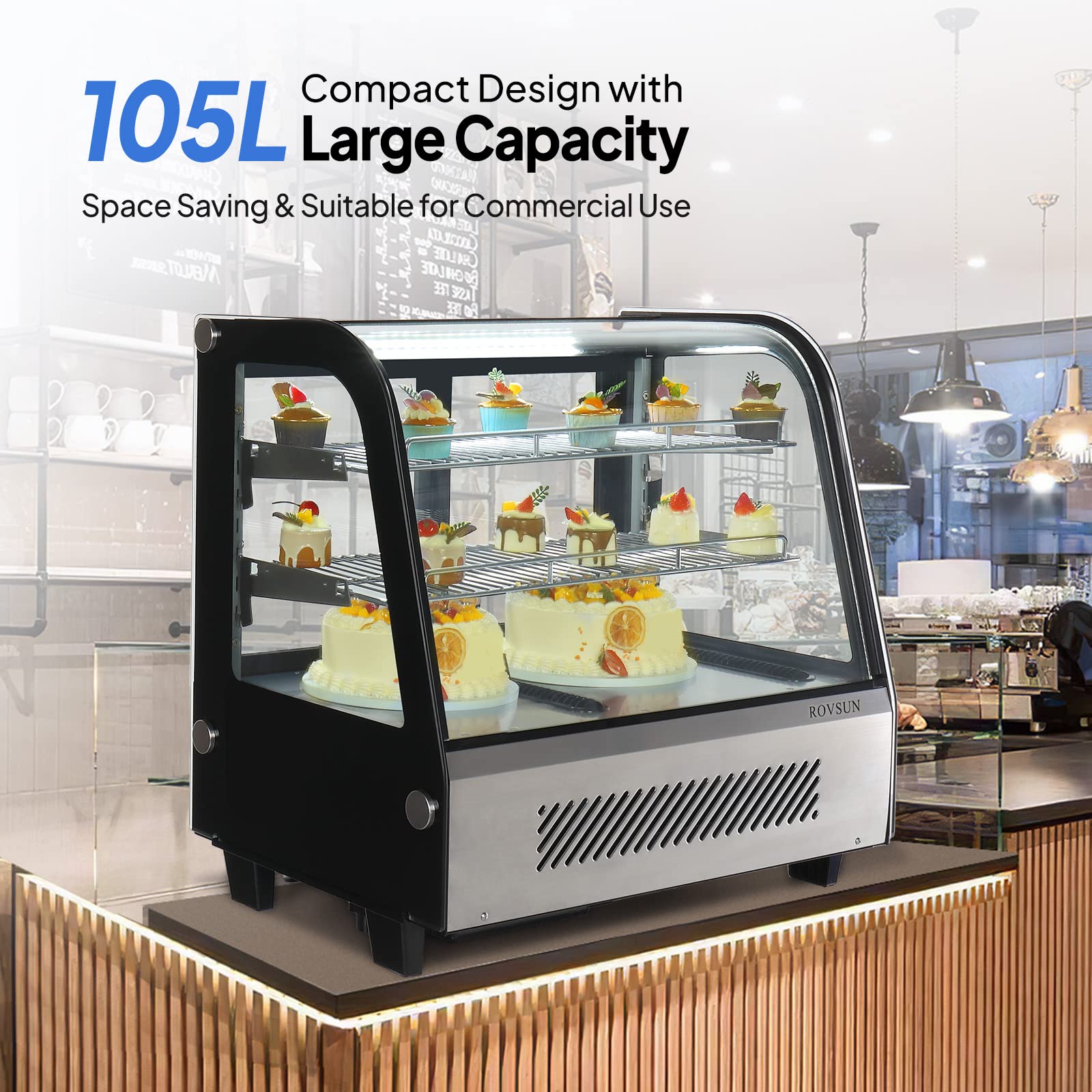 ROVSUN 3.7 Cu.Ft. 170W 110V Silver Refrigerated Bakery Display Case Countertop