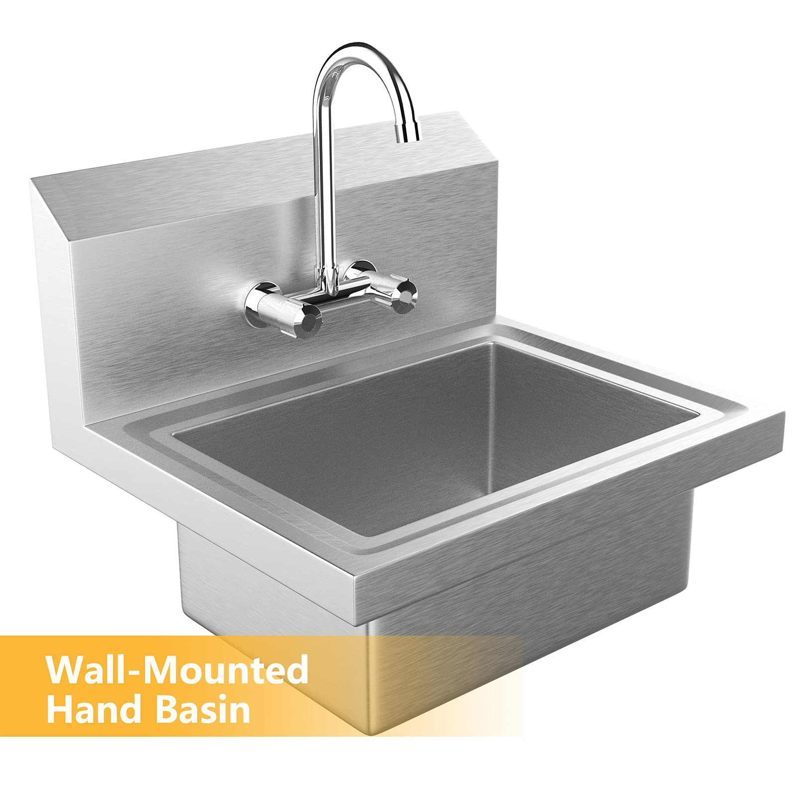 ROVSUN Wall Mount Stainless Steel Heavy Duty Hand Wash Sink with Faucet