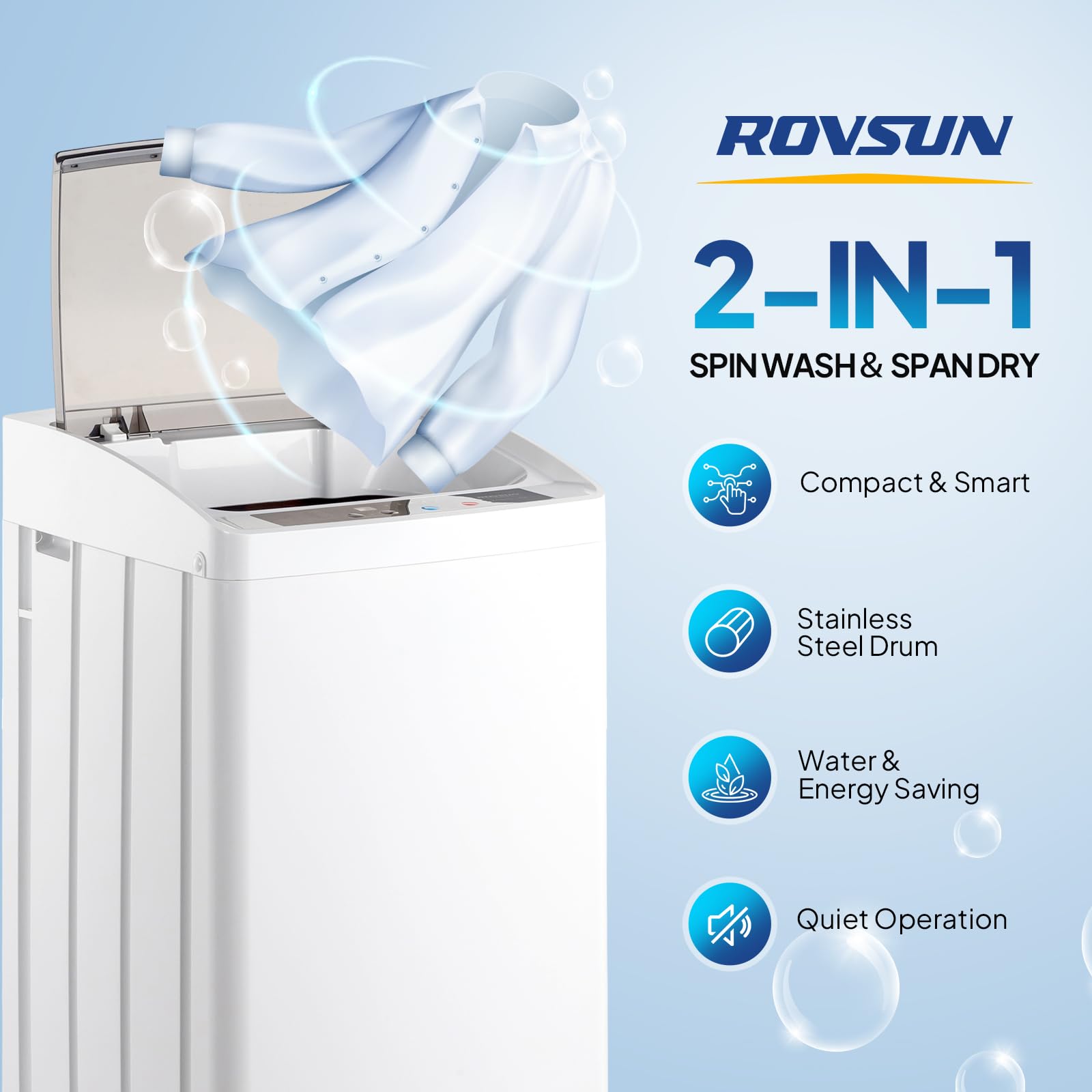 ROVSUN 1.5 Cu.Ft 400W 110V Automatic Top-Loading Washer Dryer Combo