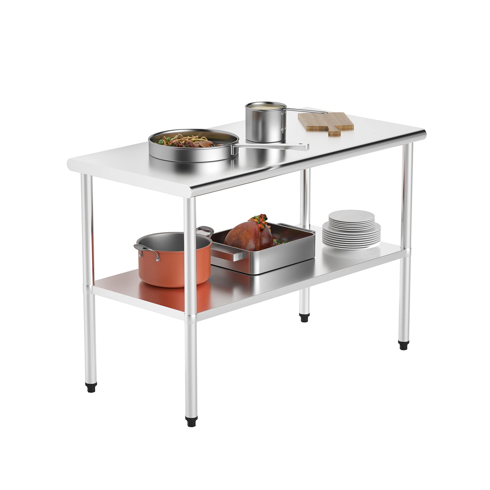 ROVSUN 24" x 48" Stainless Steel Table with Undershelf