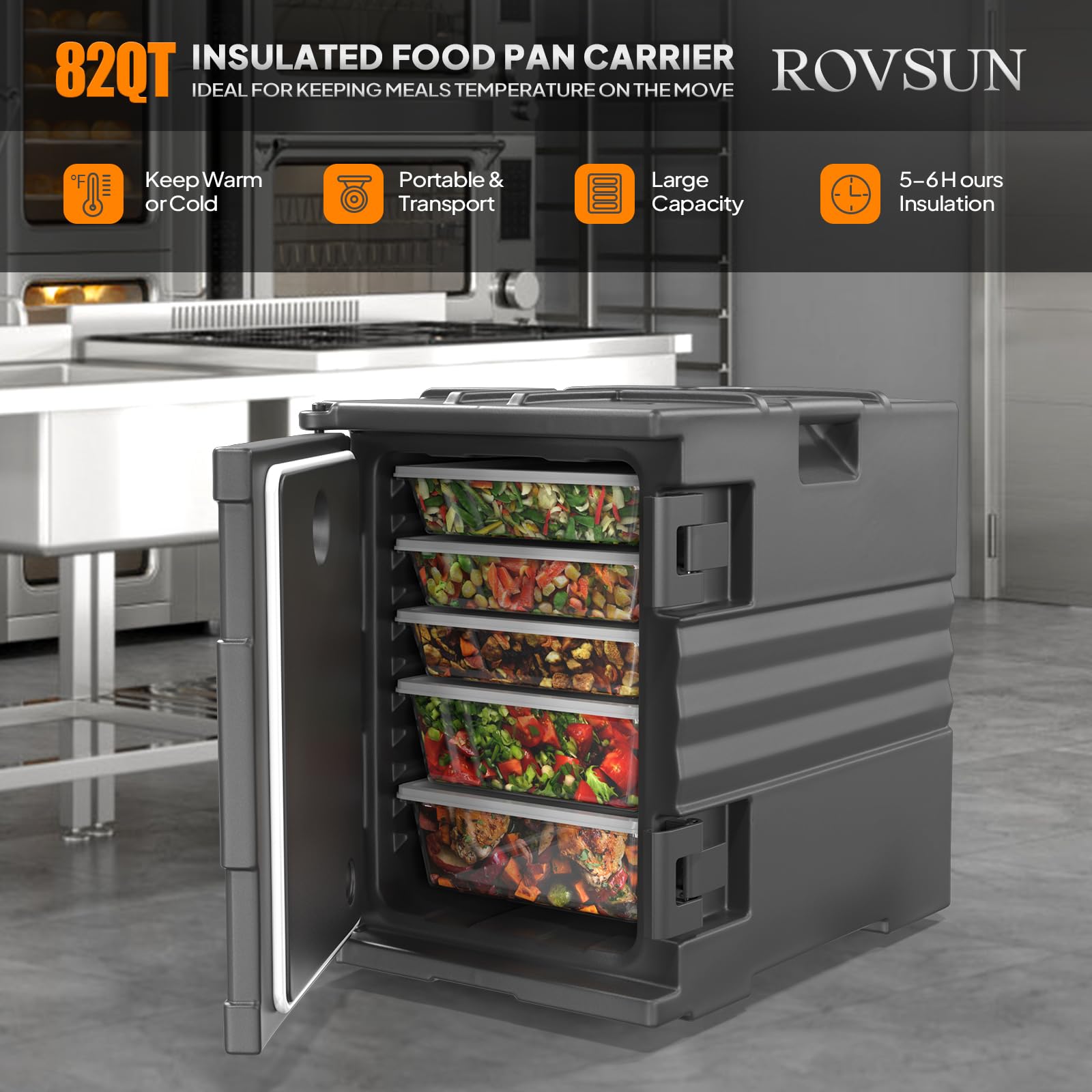 ROVSUN 82 QT Insulated Food Pan Carrier with Wheels