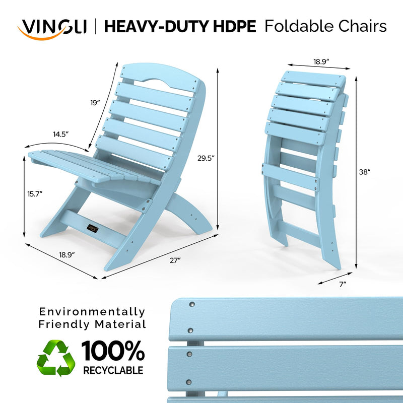 Portable Plastic Folding HDPE Adirondack Chair Blue