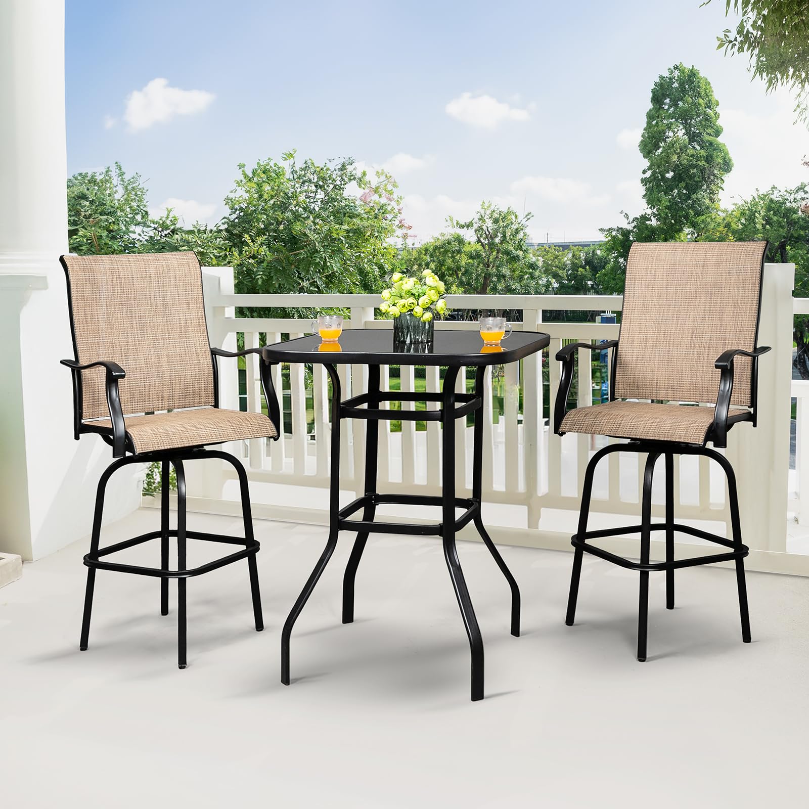 40 Inch Outdoor Patio Bar Height Table Black