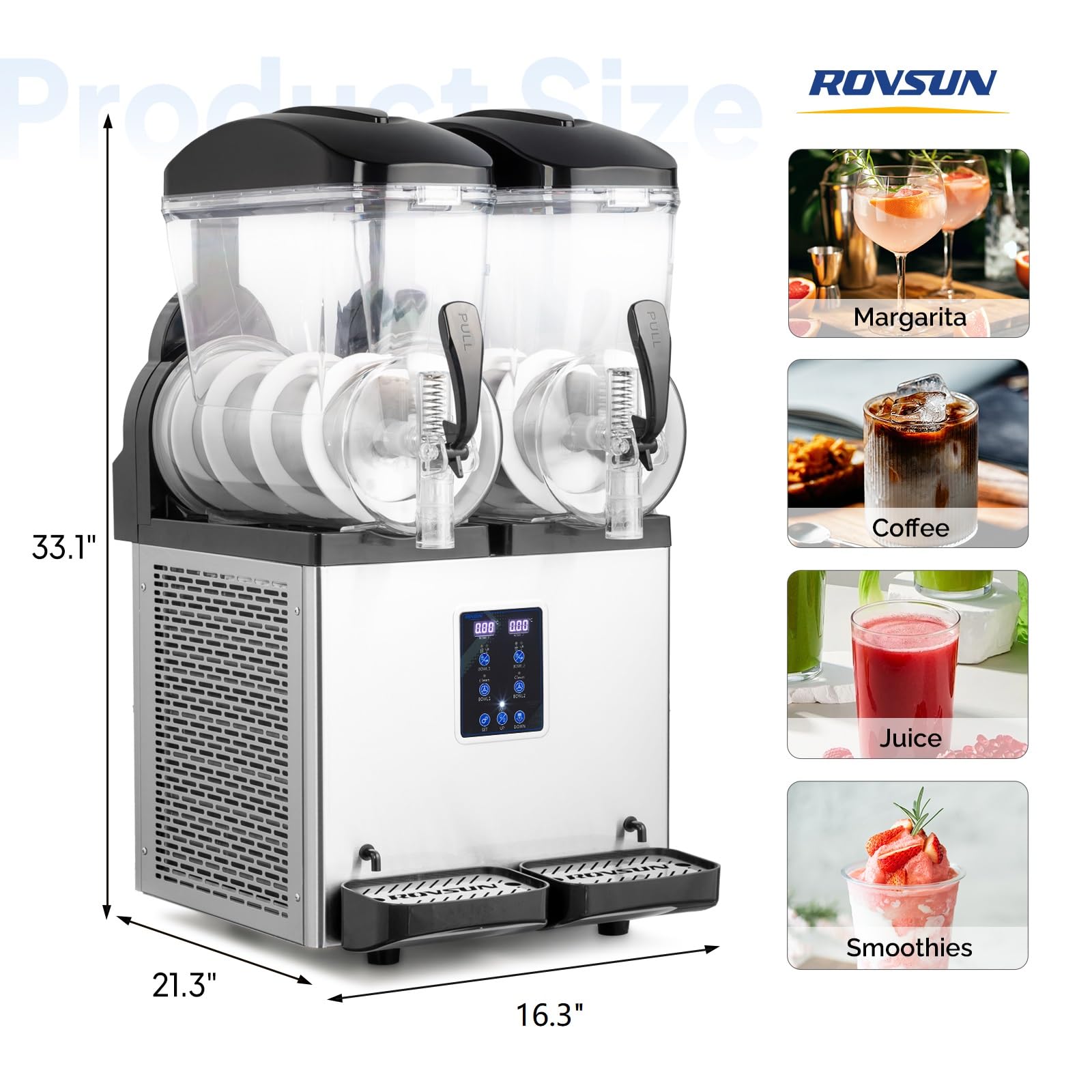 ROVSUN 8 Gallon 2 Tank 1000W 110V Commercial Slushy Machine