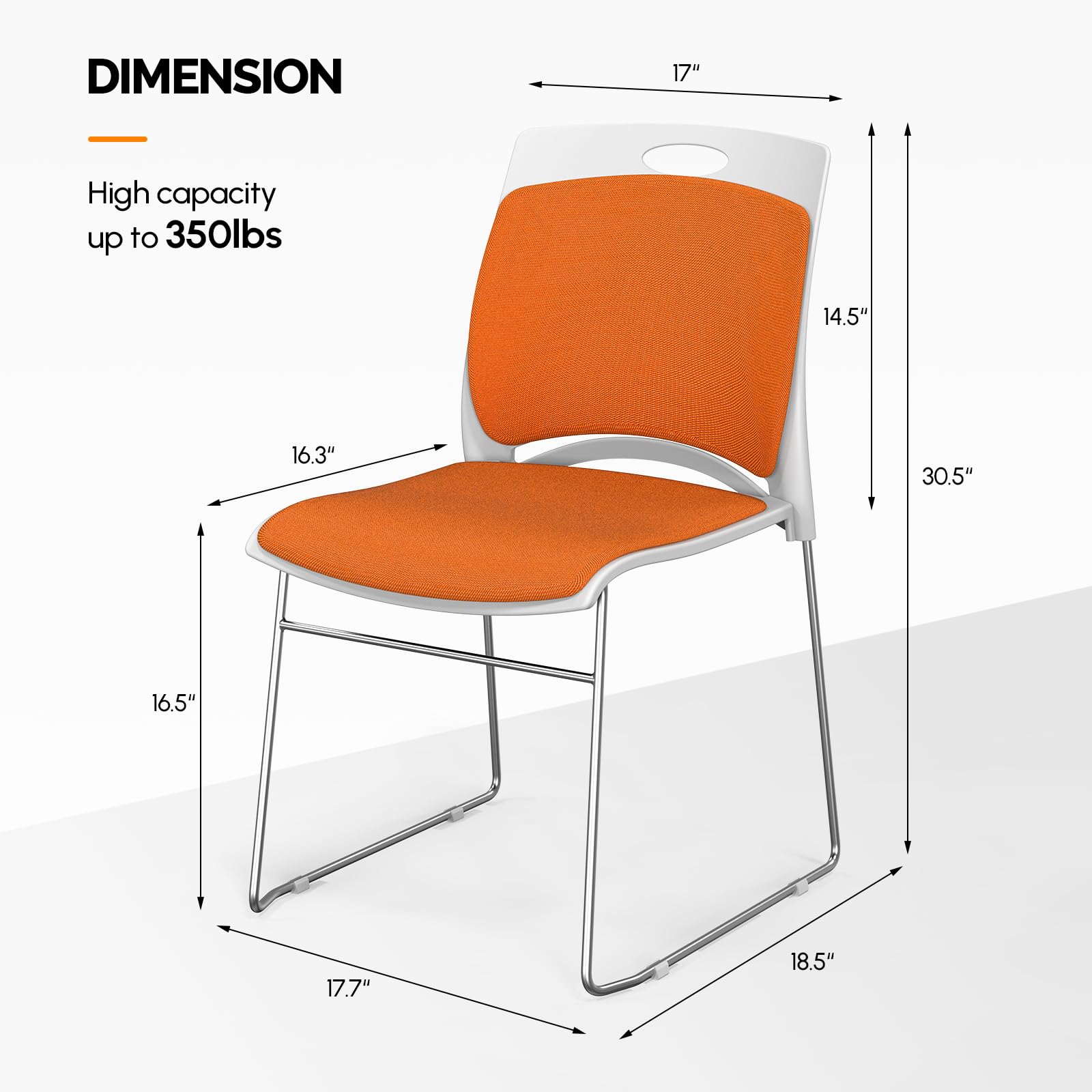 Office Stackable Chairs Set with Metal Sled Base Orange