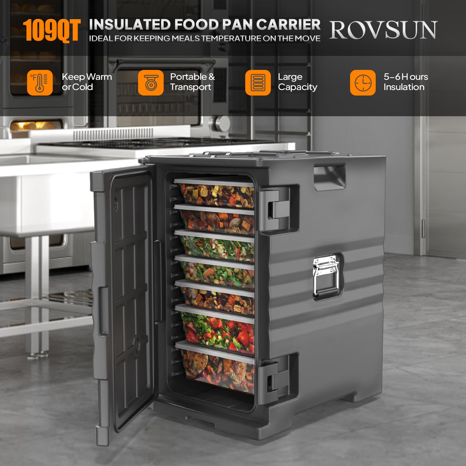 ROVSUN 109 QT Insulated Food Pan Carrier with Wheels