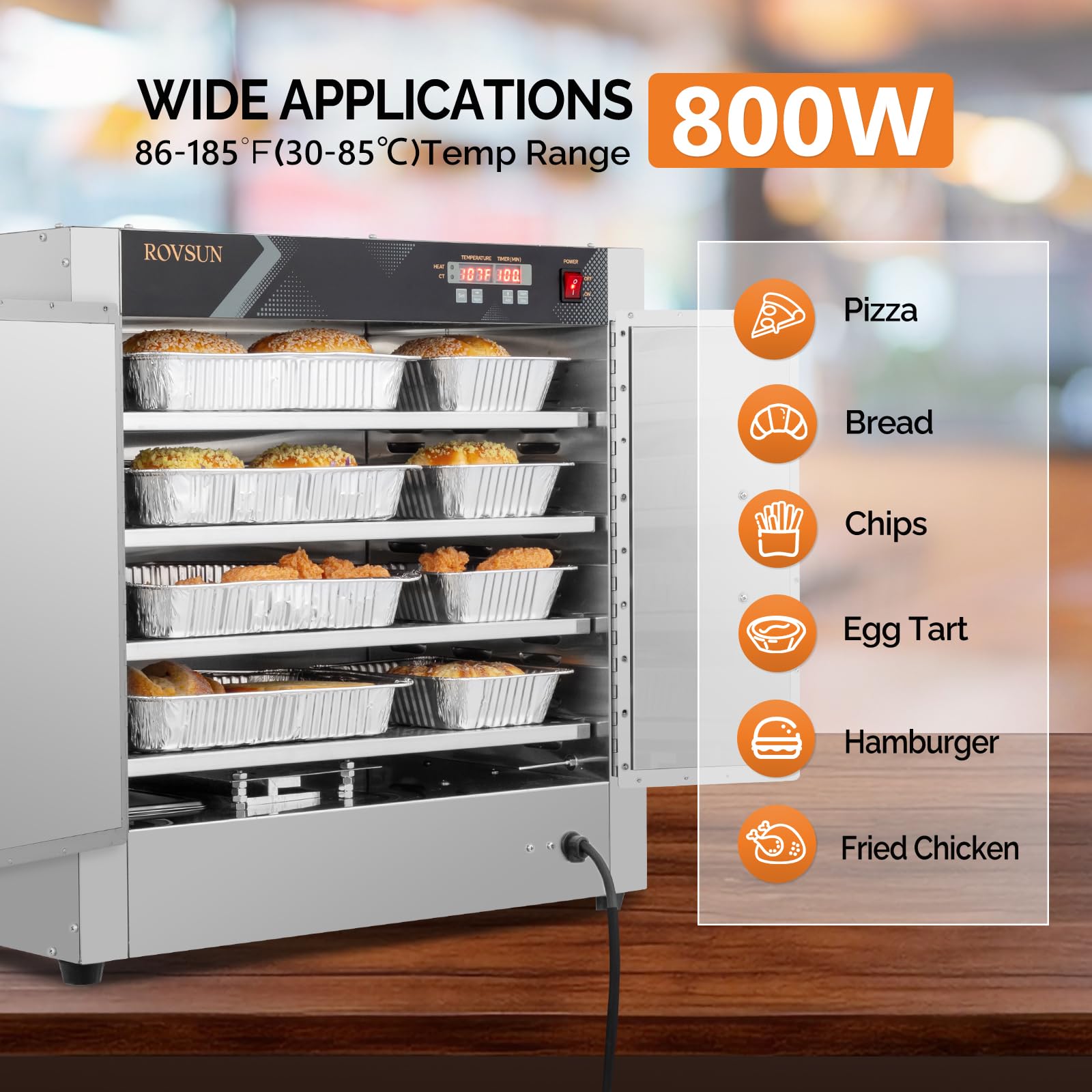 ROVSUN 4-Tier 25" 800W 120V Hot Food Warmer Holding Cabinet