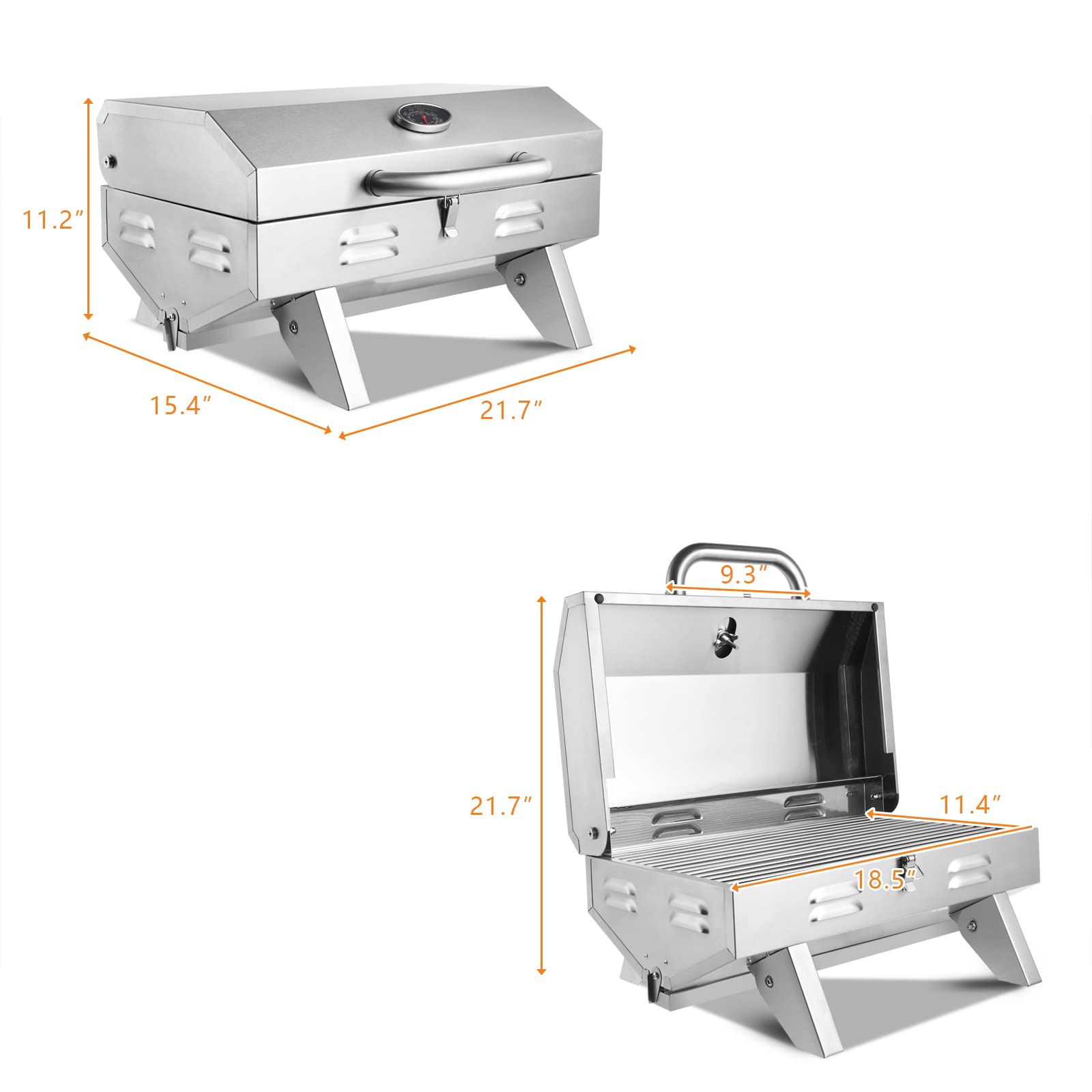 ROVSUN 1 Burner 12,000 BTU Portable Propane Grill for Outdoor Camping Garden BBQ