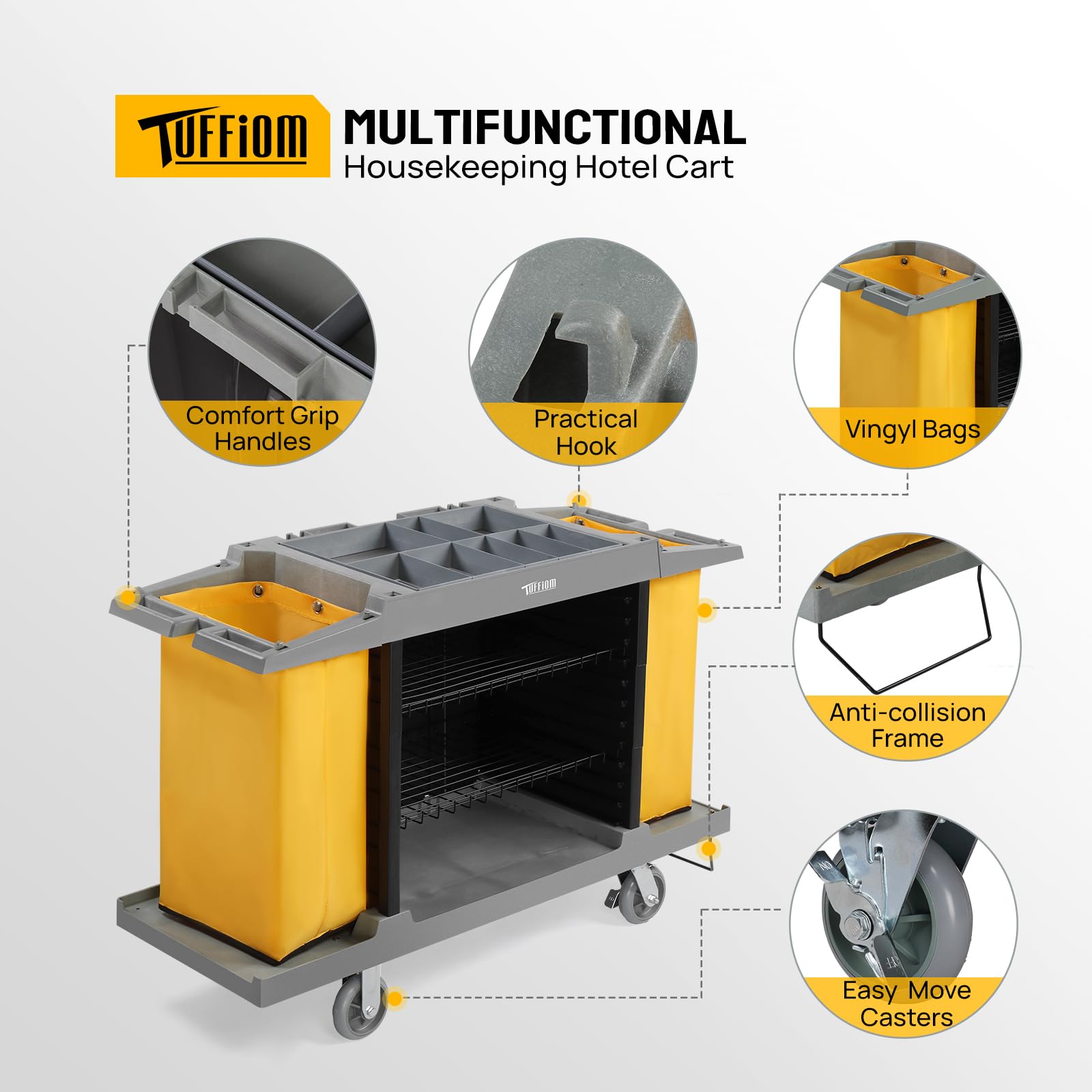 Multifunctional Small Industrial Hotel Service Janitorial Cart