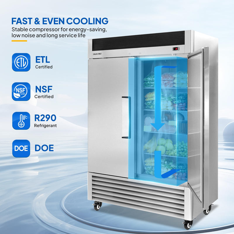 ROVSUN 54" W 40 Cu.Ft 2 Door Commercial Refrigerator